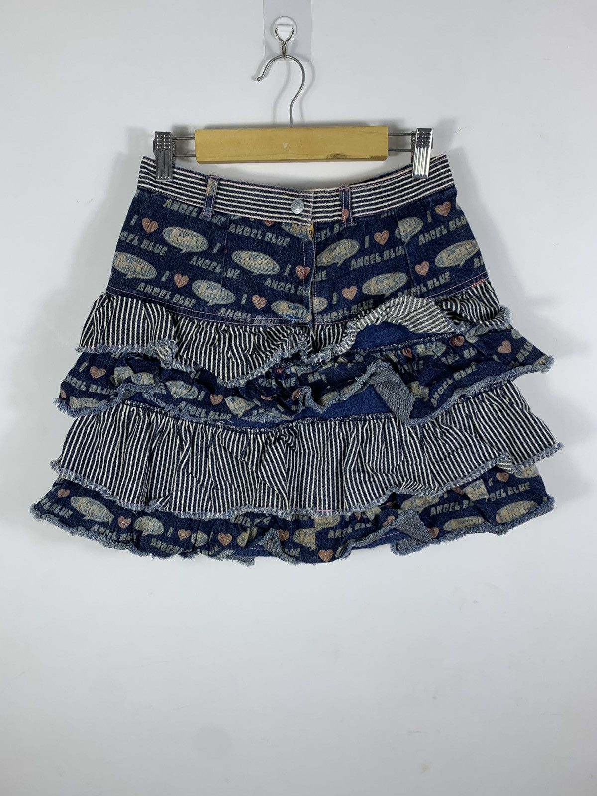 Hysteric Glamour Angel Blue short Skirt jeans all over print Size US 27 - 2 Thumbnail