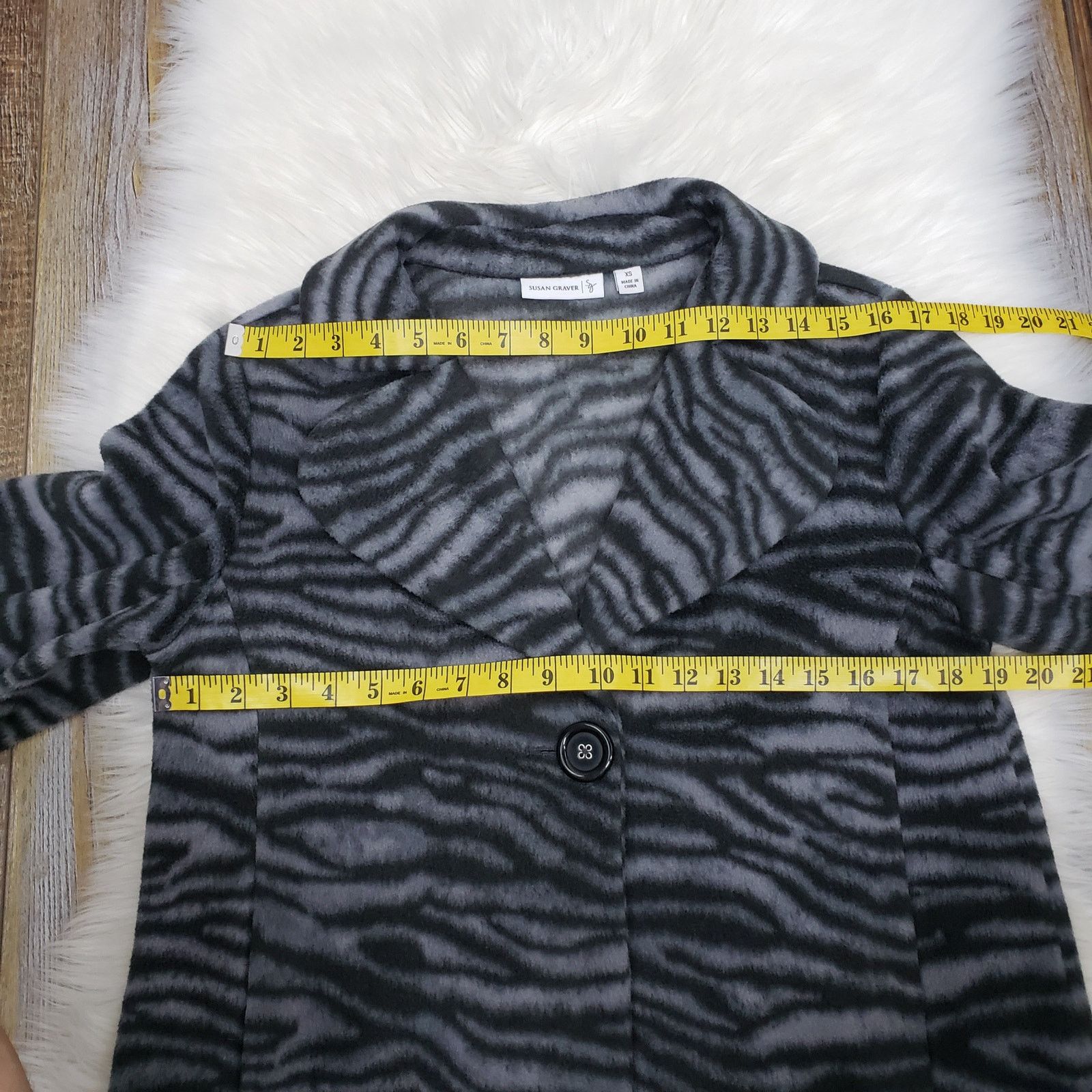 Other Susan Graver Animal Print Fleece Jacket Oversized Notch Coll Size XS / US 0-2 / IT 36-38 - 10 Thumbnail