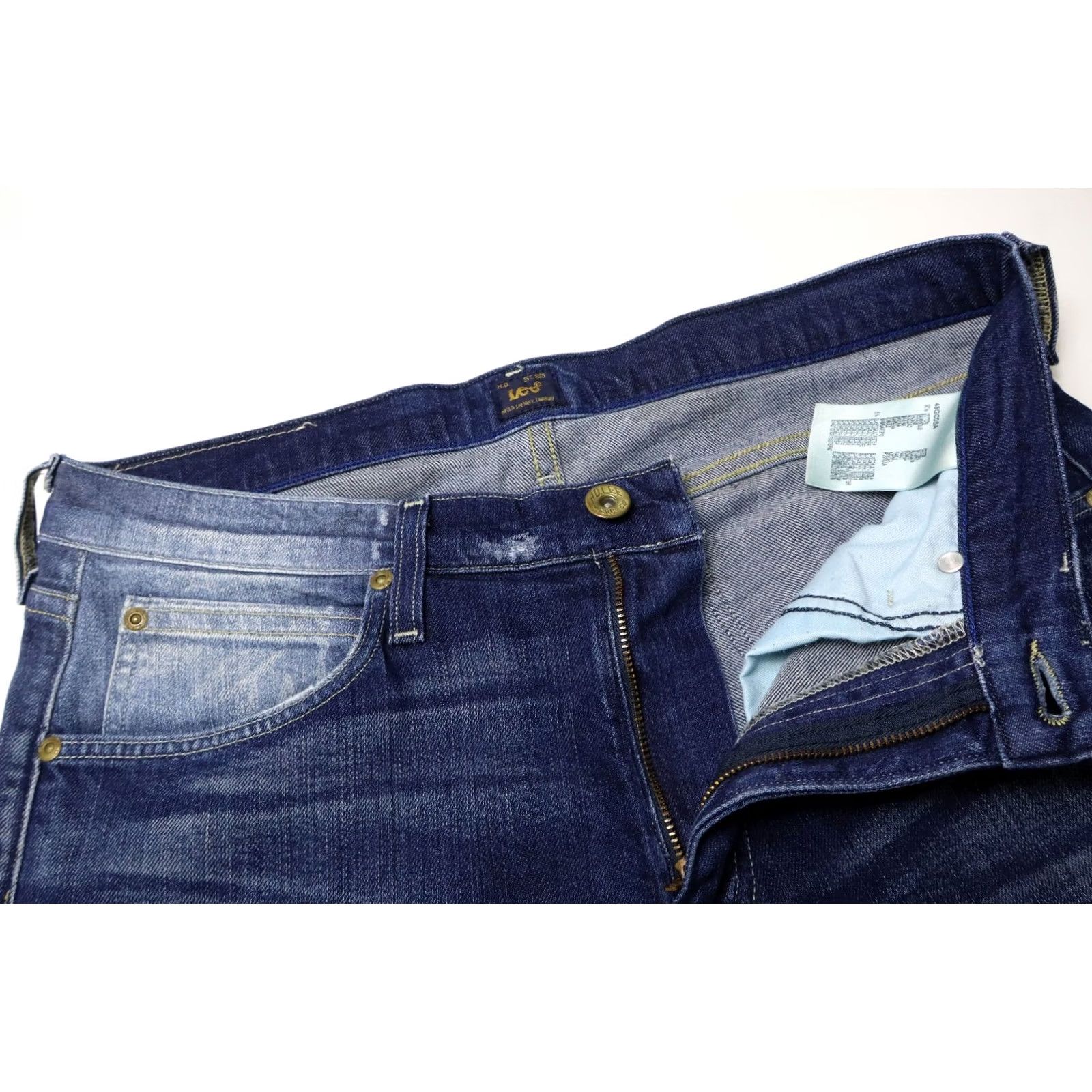 Lee LEE Luke Jeans Men's Slim W31/L34 Zip Fly Stretch Distressed Blue 90% Cotton Denim Jeans Mens W31/L34 Slim Zip Fly Blocked Pockets - Size US 31 - 4 Thumbnail
