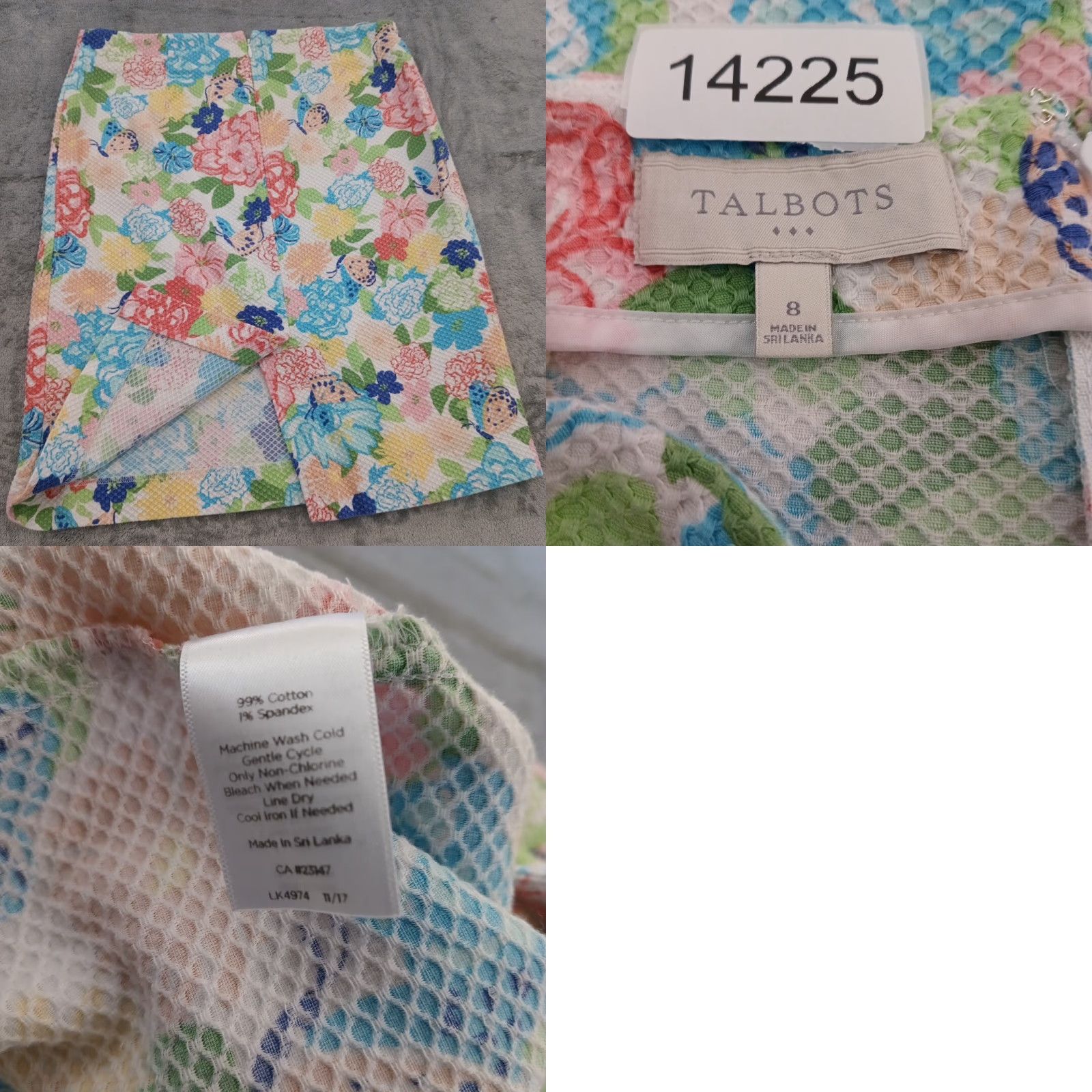 Talbots Talbots Skirt Knee Length Multicolor Floral Pattern Textured Zip Cotton Blend 8 Women's Regular"} Size 30" / US 8 / IT 44 - 8 Thumbnail