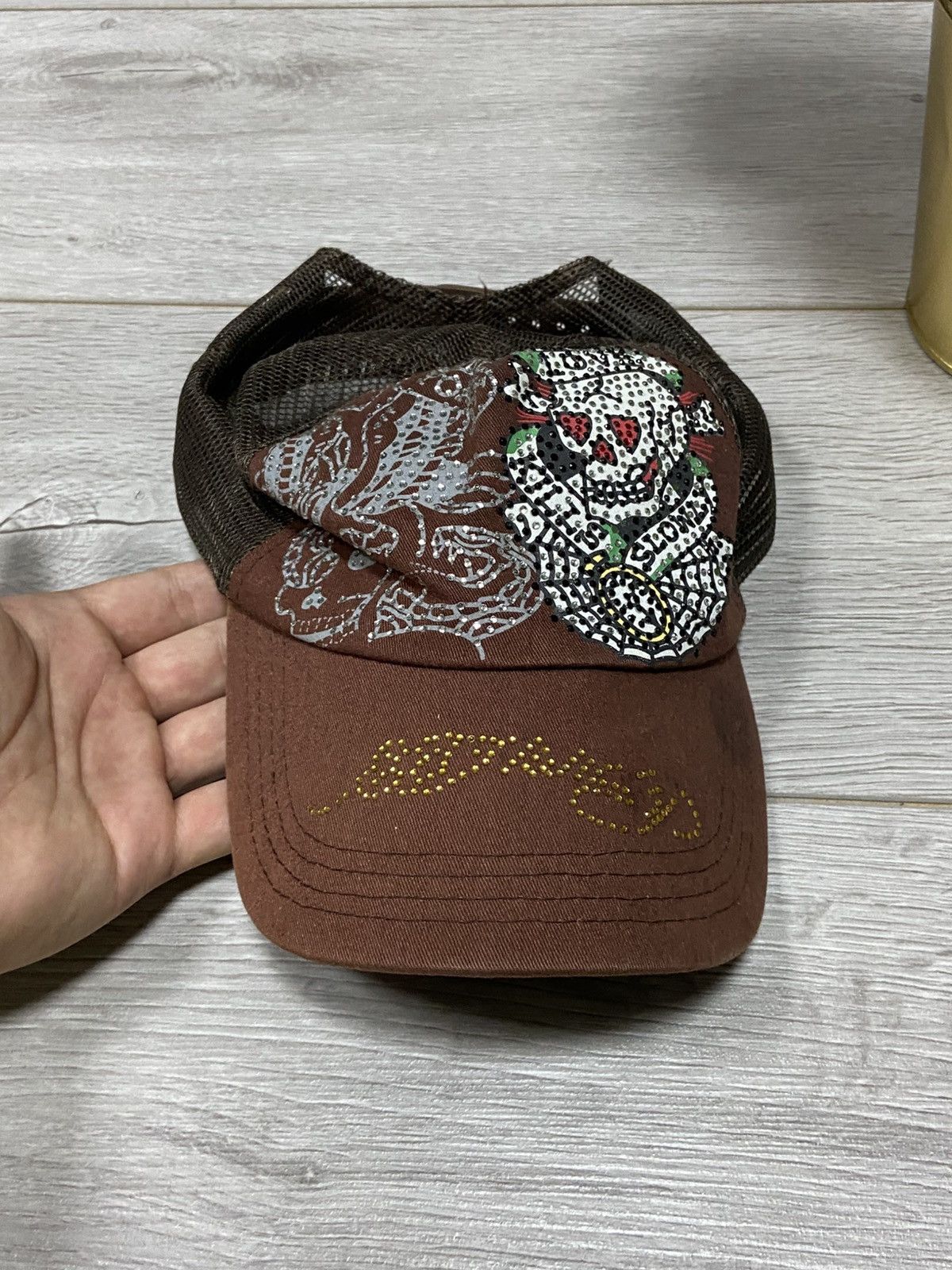 Ed Hardy Ed Hardy skull 💀 mesh trucker cap over print Size ONE SIZE - 7 Thumbnail