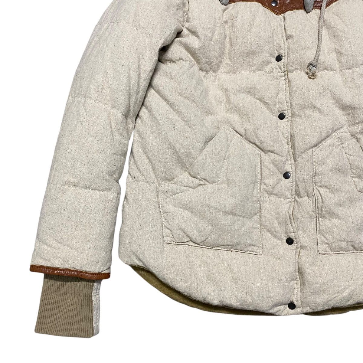 GOA G.O.A Puffer Jacket Hooded Leather Trimmed Size US M / EU 48-50 / 2 - 6 Thumbnail