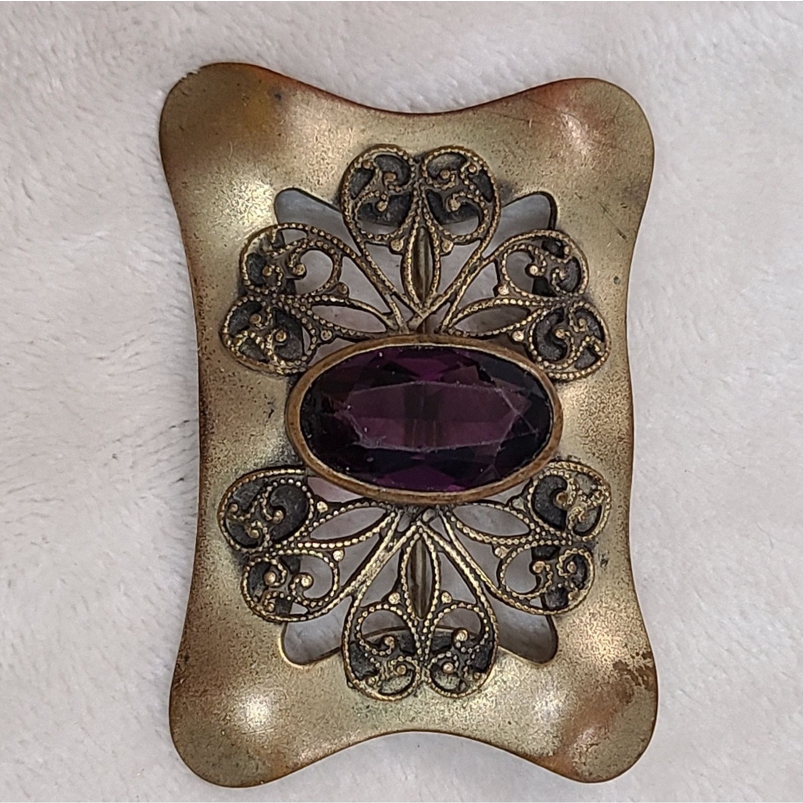 Other Antique Brass Amethyst Brooch Size ONE SIZE - 5 Thumbnail