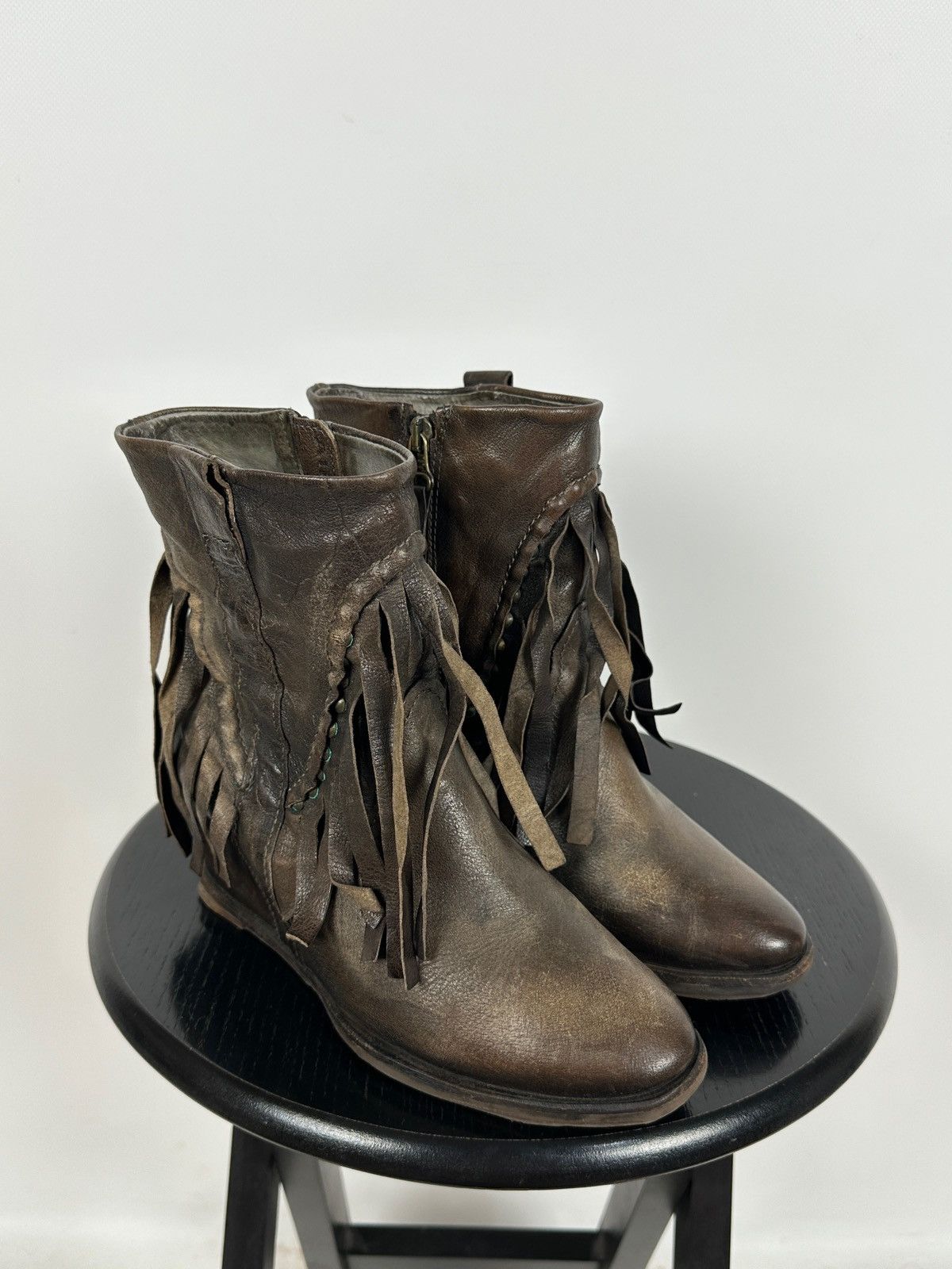 A.S.98 A.S.98. Airstep Leather Fringe Ankle Boho Western Boots Size US 7 / IT 37 - 7 Thumbnail