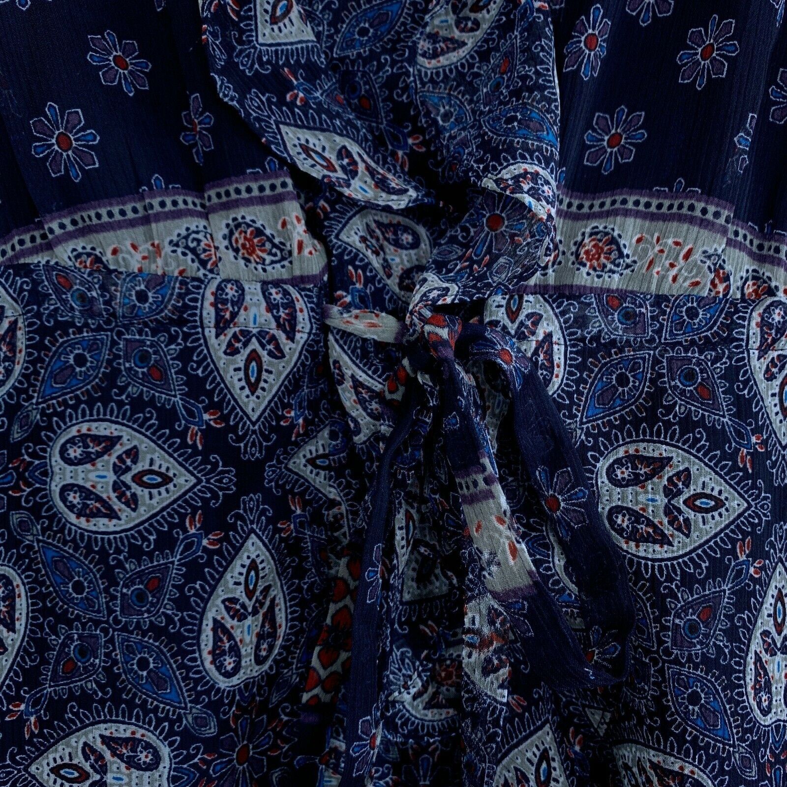 Banana Republic Banana Republic Sheer Peasant Dress Blue Paisley Ruffle 2 Size XS / US 0-2 / IT 36-38 - 4 Thumbnail