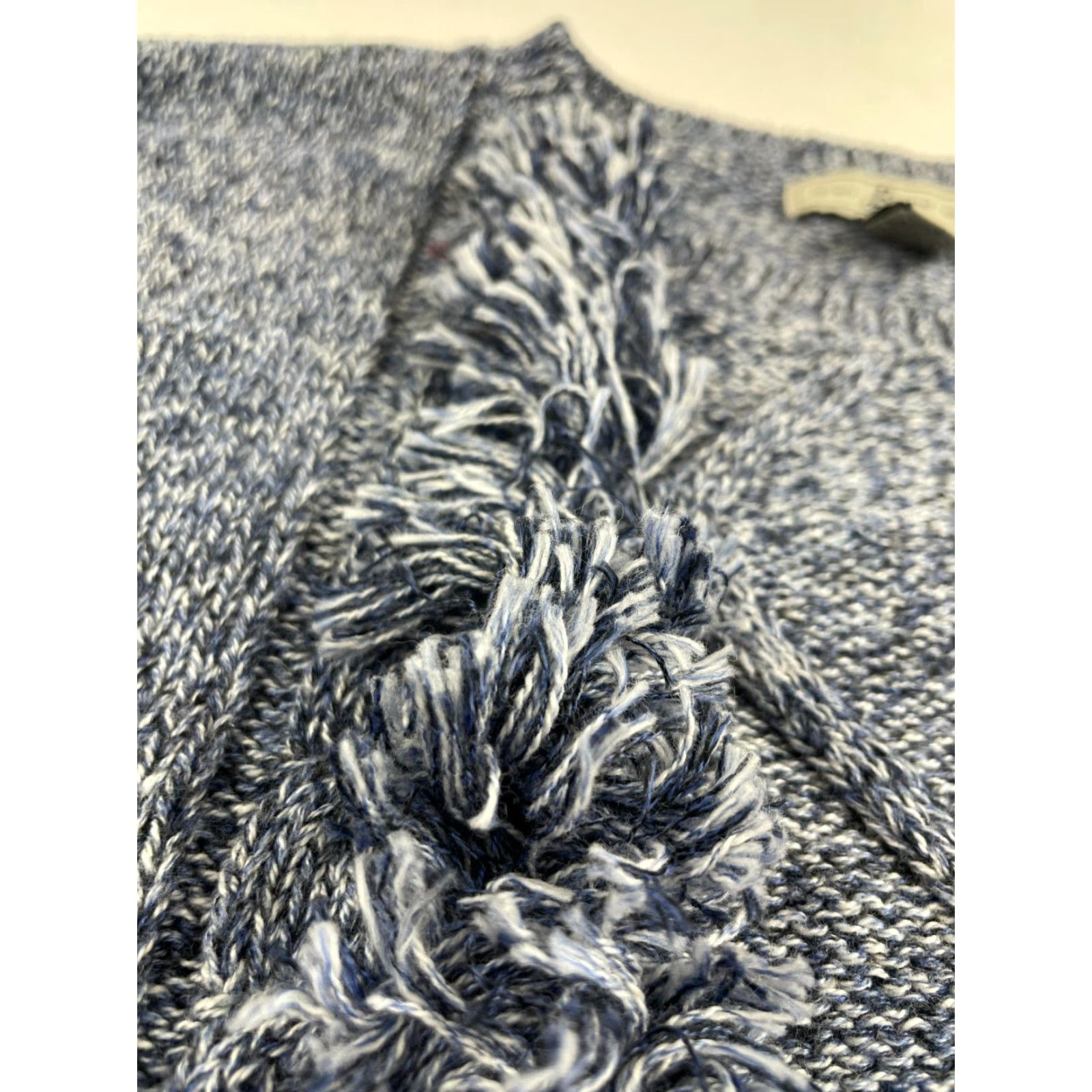 Vintage Bass Sweater Women’s Size M Navy Blue Pullover Cable Knit Fringe Front Details Size M / US 6-8 / IT 42-44 - 3 Thumbnail