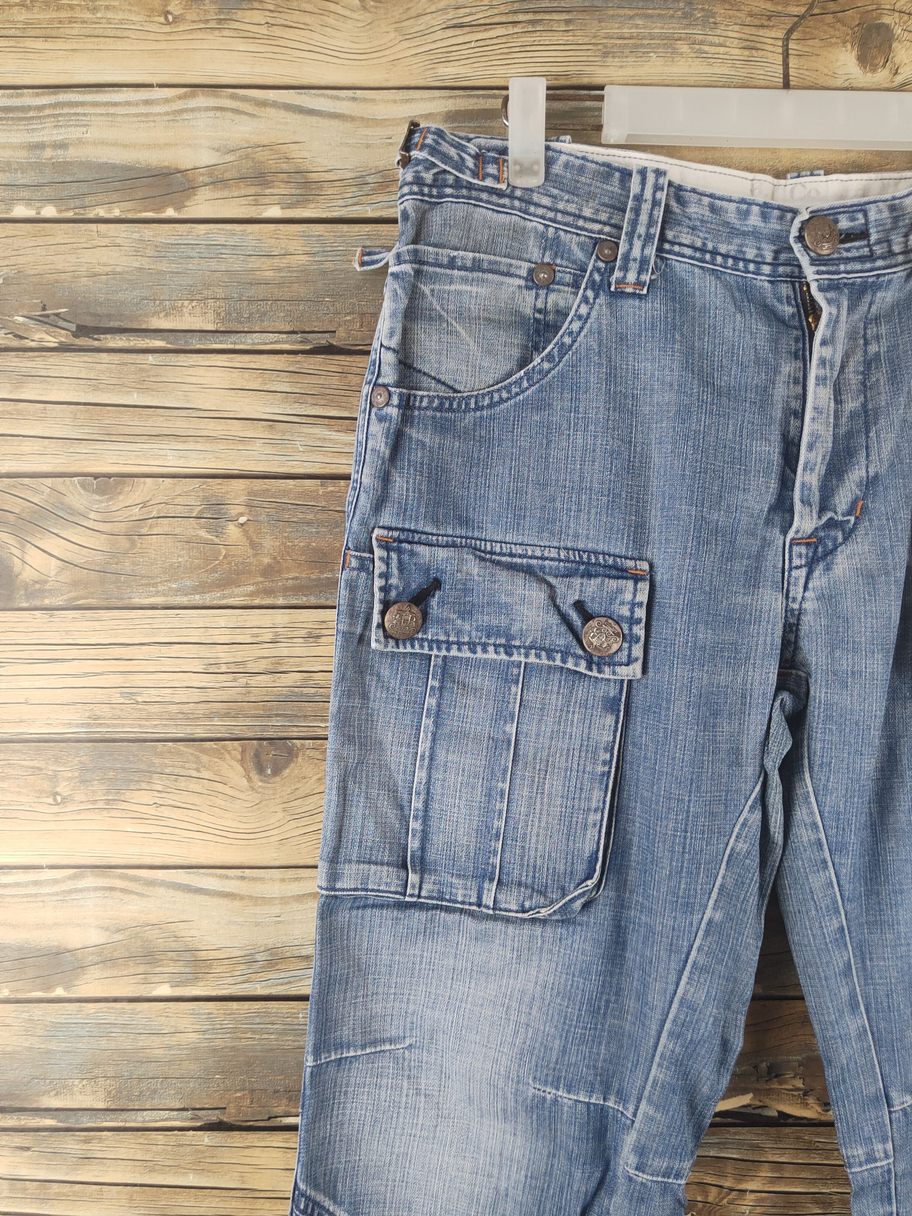 Japanese Brand DL Bartack Blue Distressed Ripped Jeans #1898 Size US 34 / EU 50 - 3 Thumbnail