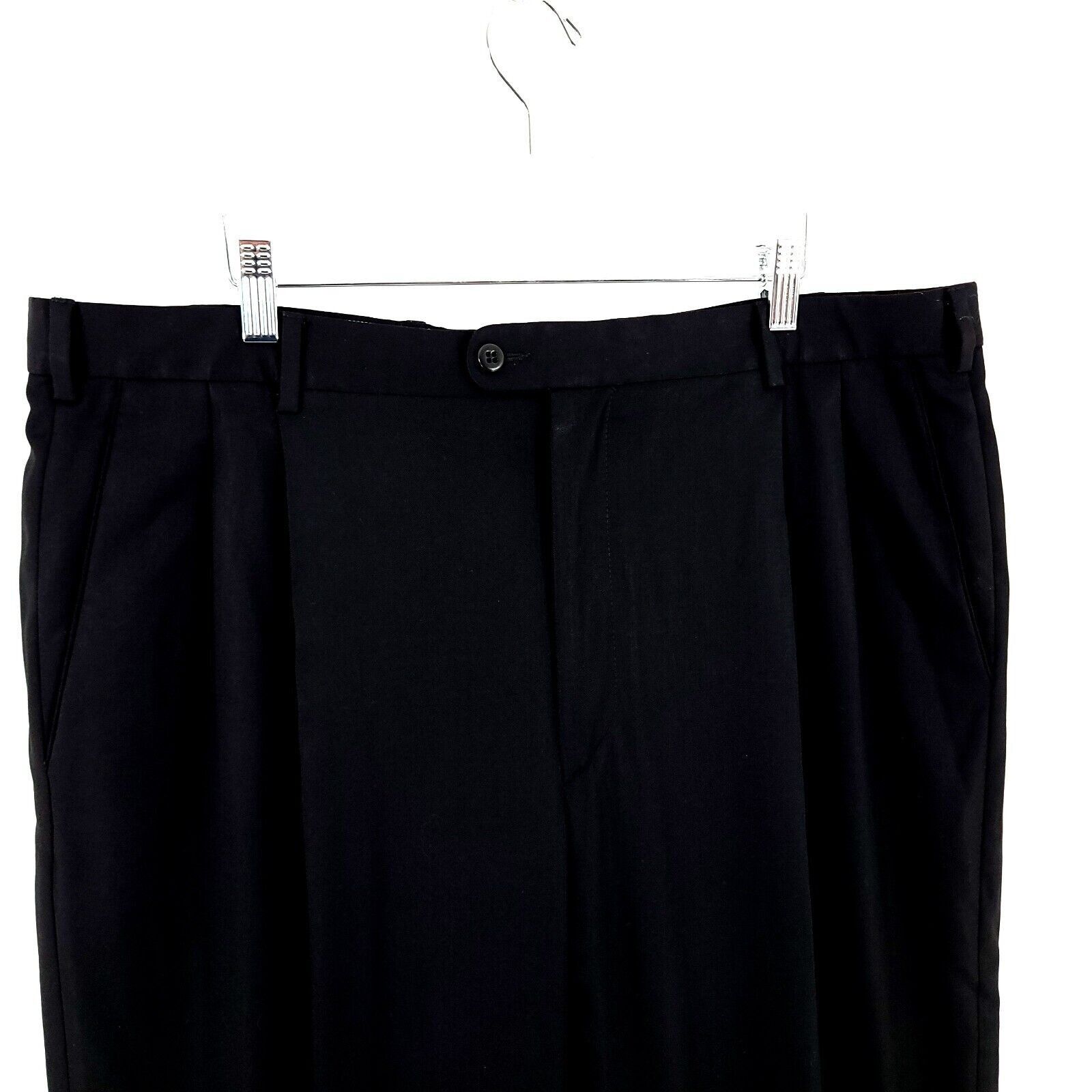 Zanella Zanella Bennett Black Pleated Wool Cuffed High Rise Dress Pa Size 38R - 2 Thumbnail