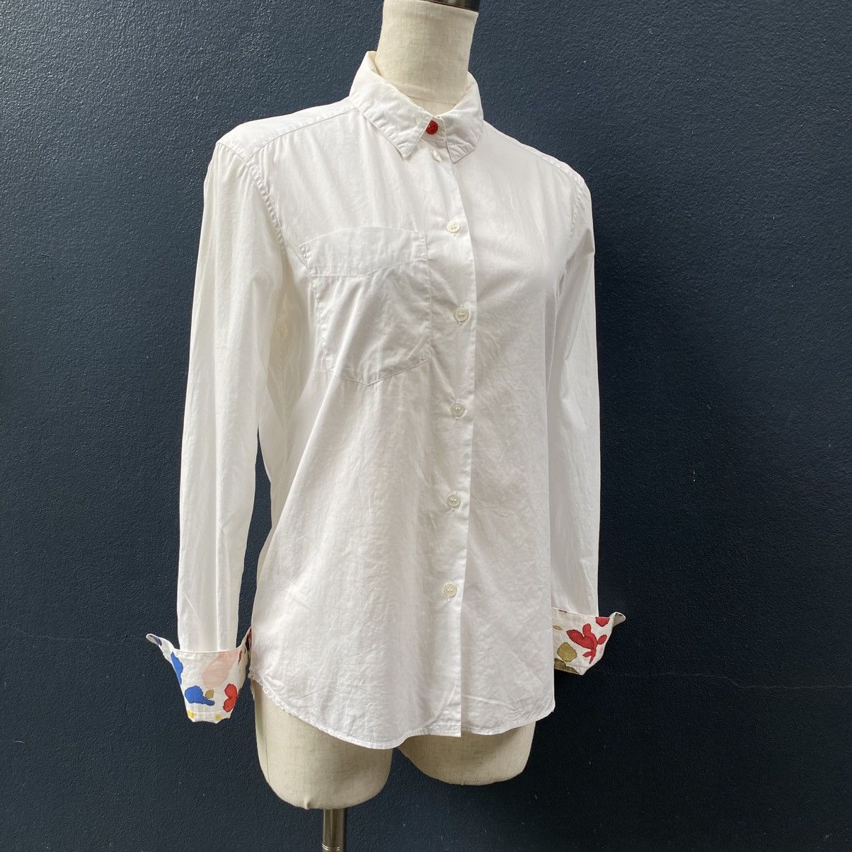 Paul Smith Paul Smith White Shirt with Floral Cuffs Size XL / US 12-14 / IT 48-50 - 1 Thumbnail