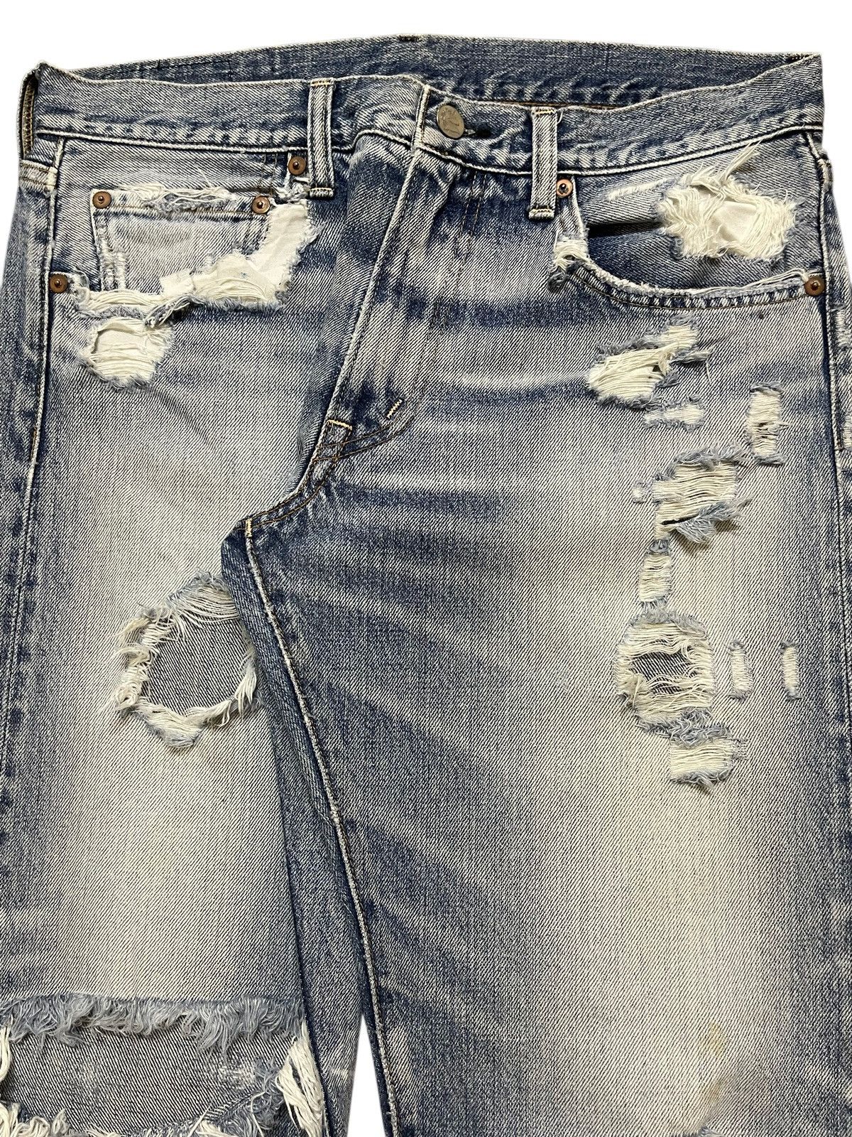 Kapital Vintage Japanese Brand Blue Faded Wash Distressed Jeans Size US 30 / EU 46 - 4 Thumbnail