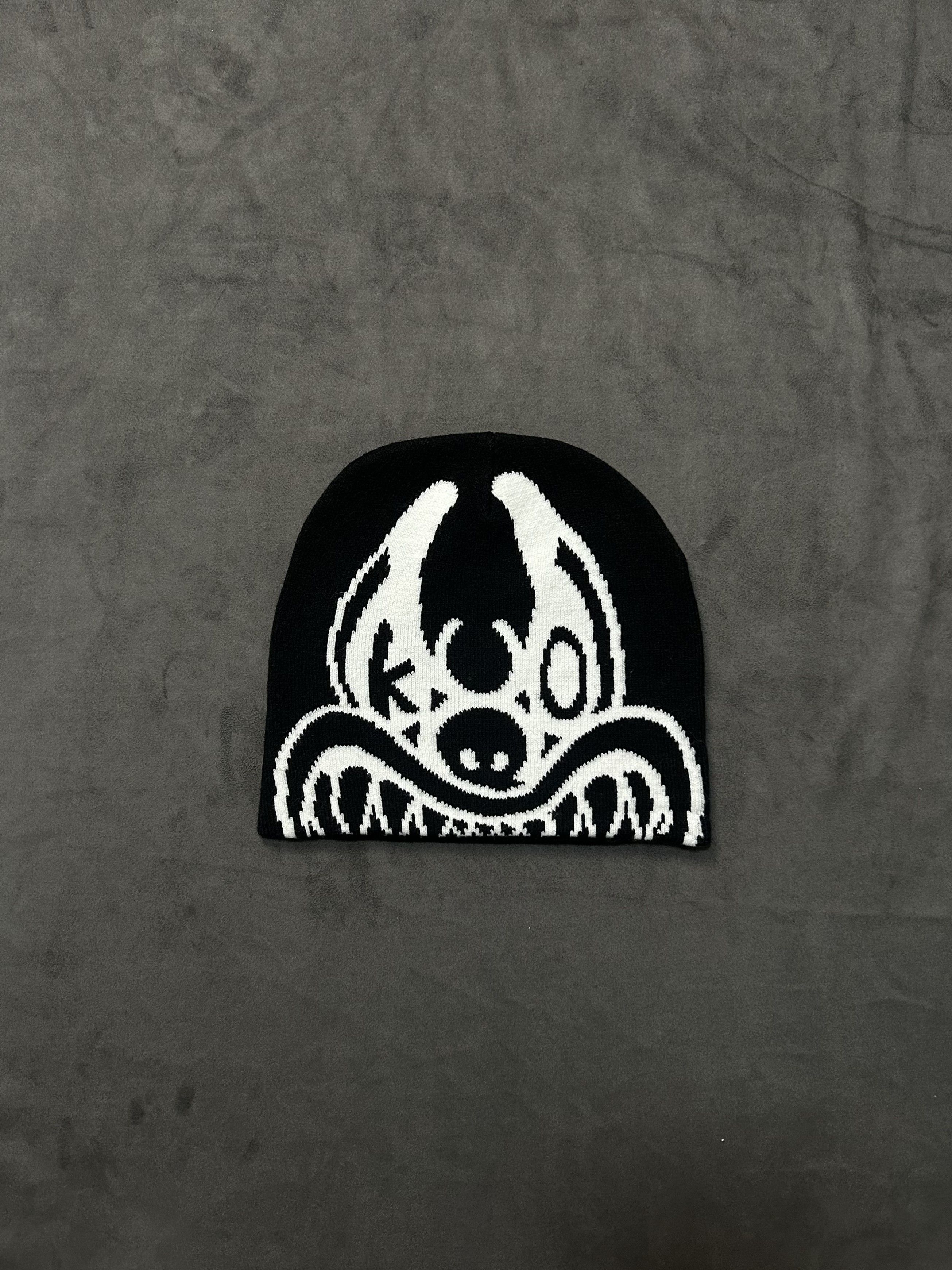 Japanese Brand Devil Joker Graphic No Cuff Knit Cap Beanie Black Hat OS Size ONE SIZE - 1 Thumbnail