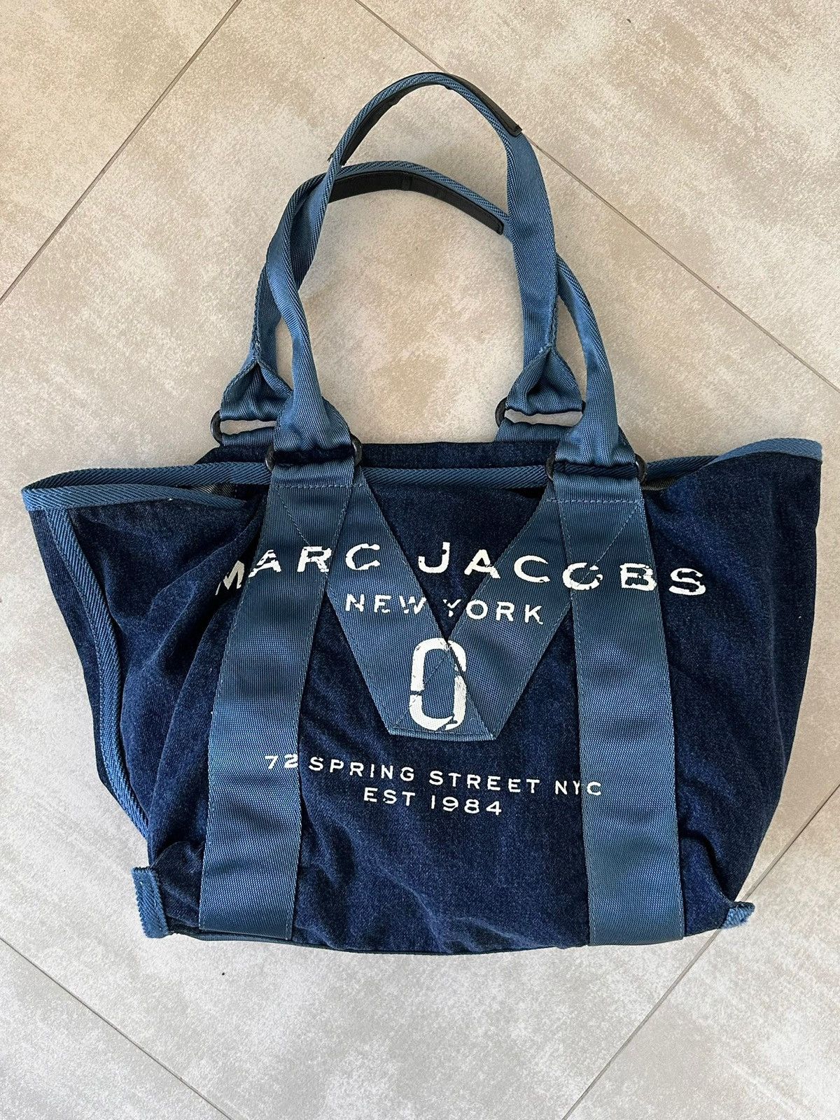 Marc Jacobs Marc Jacobs Denim Tote Bag Navy Blue (72 Spring Street NYC) Size ONE SIZE - 3 Thumbnail