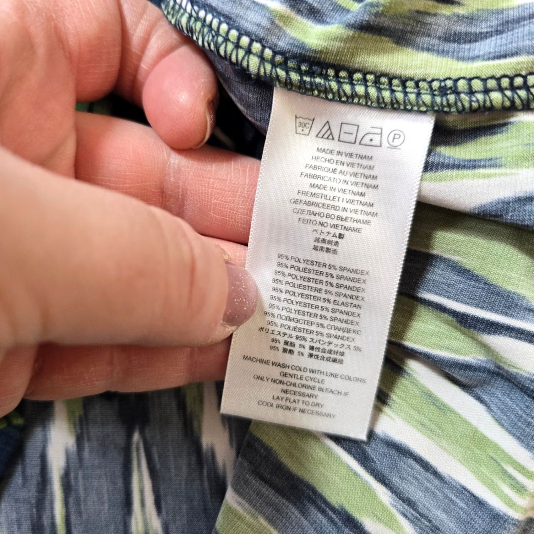Michael Kors VINTAGE Michael Kors Top Womens 2X Green Ikat Cap Sleeve Boat Neck Stretch Casual Size XXL / US 16-18 / IT 52-54 - 7 Thumbnail