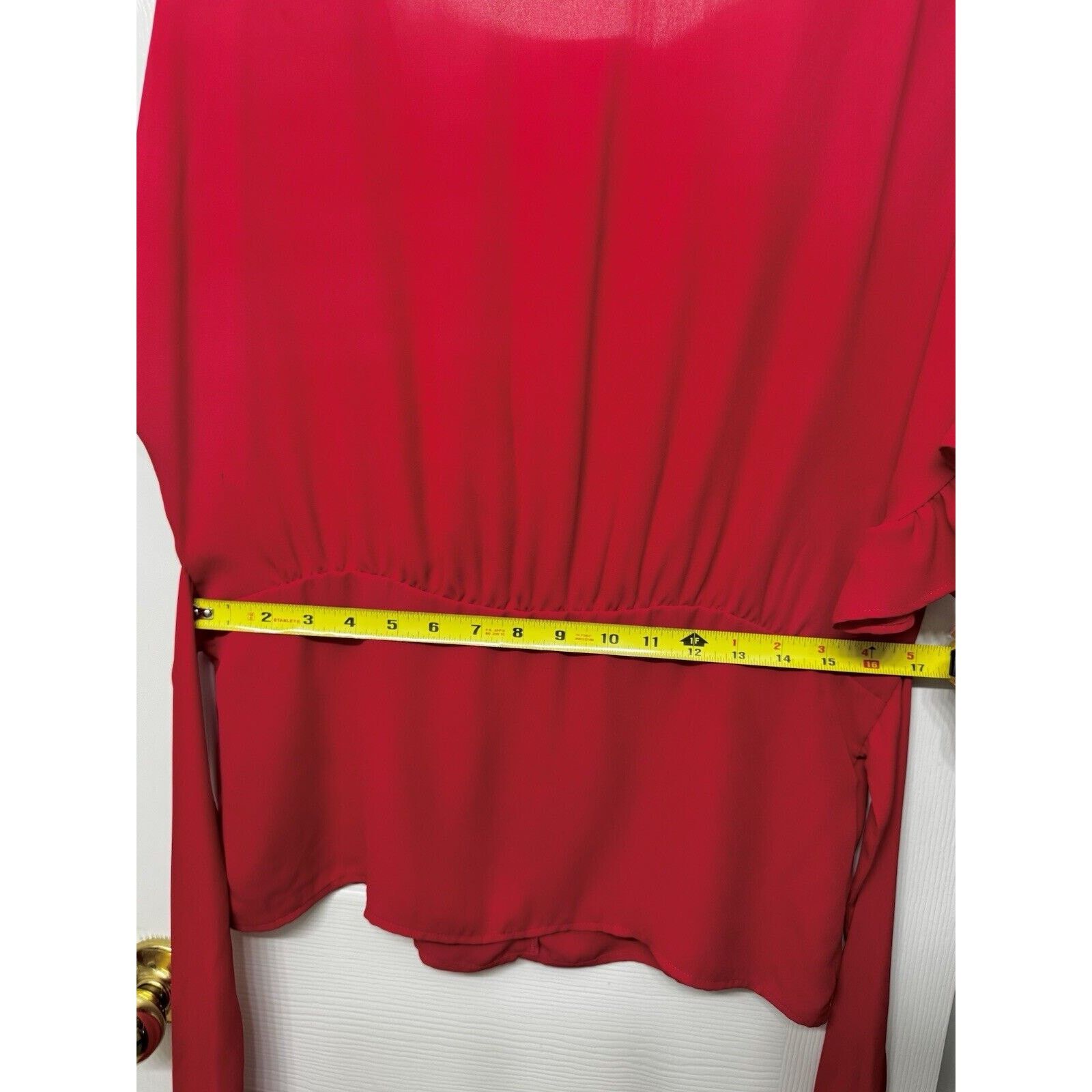 Other New York & Company Bright Red Tie-Back Blouse, Deep V-Back S Size S / US 4 / IT 40 - 6 Thumbnail