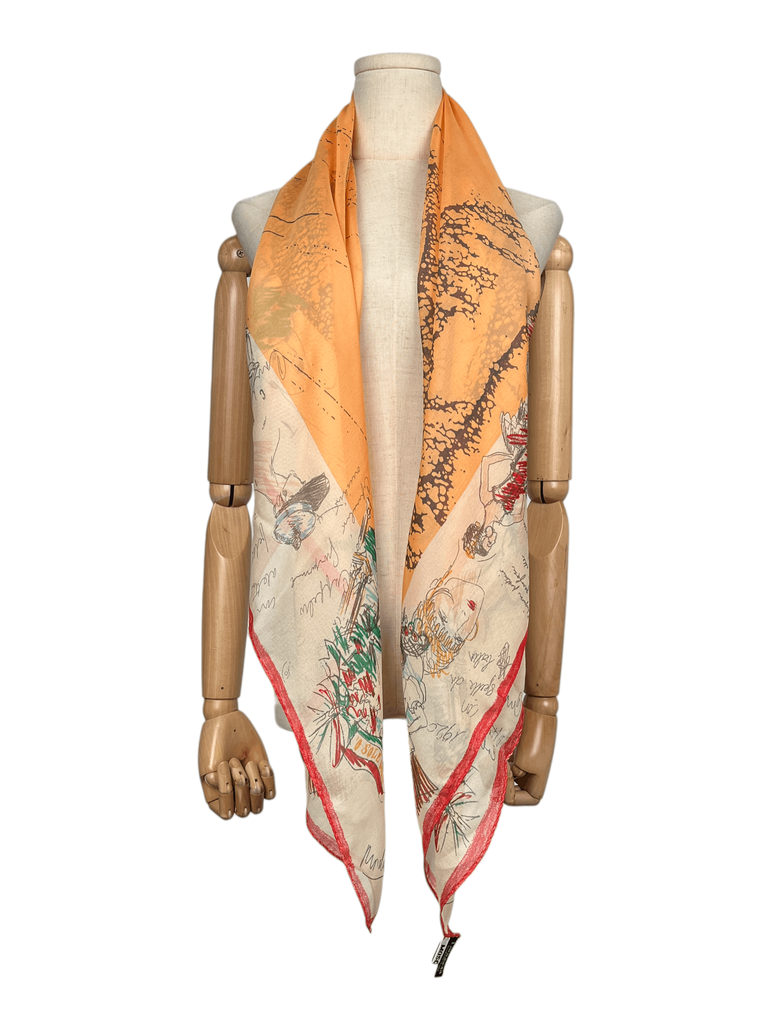 Moschino Moschino Vintage Illustrated Print Square Scarf Size ONE SIZE - 1 Thumbnail