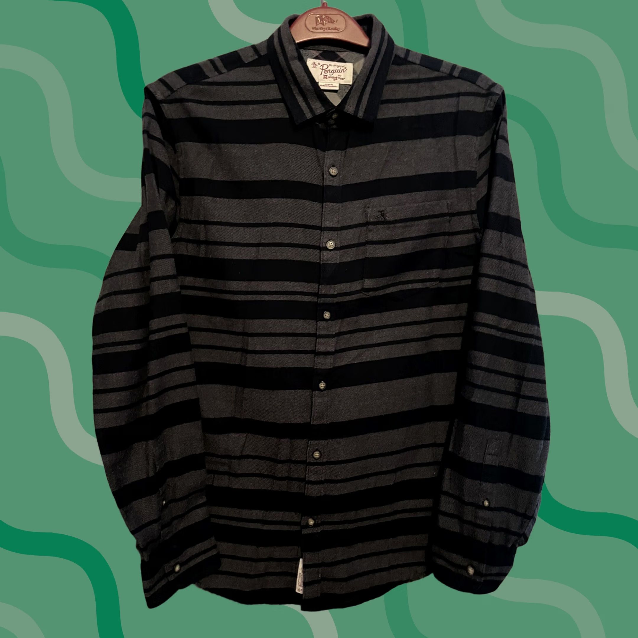 Original Penguin Original Penguin Shirt Men M Button-Down Short Sleeve Black Check 100% Cotton Modern Look Size US M / EU 48-50 / 2 - 1 Thumbnail