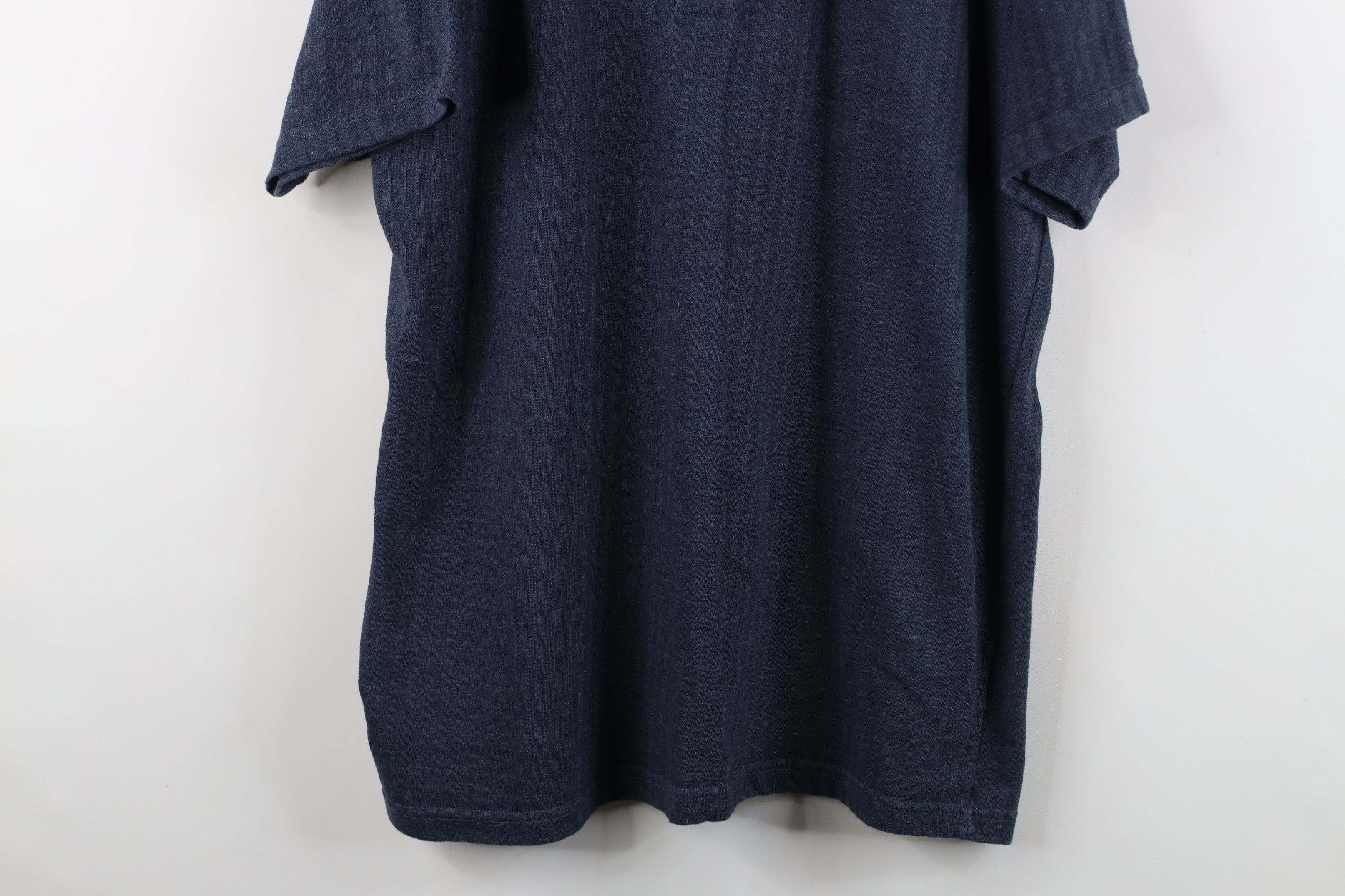 Vintage Vintage 90s Streetwear Blank Ribbed Knit Henley T-Shirt Blue Size US XL / EU 56 / 4 - 3 Thumbnail
