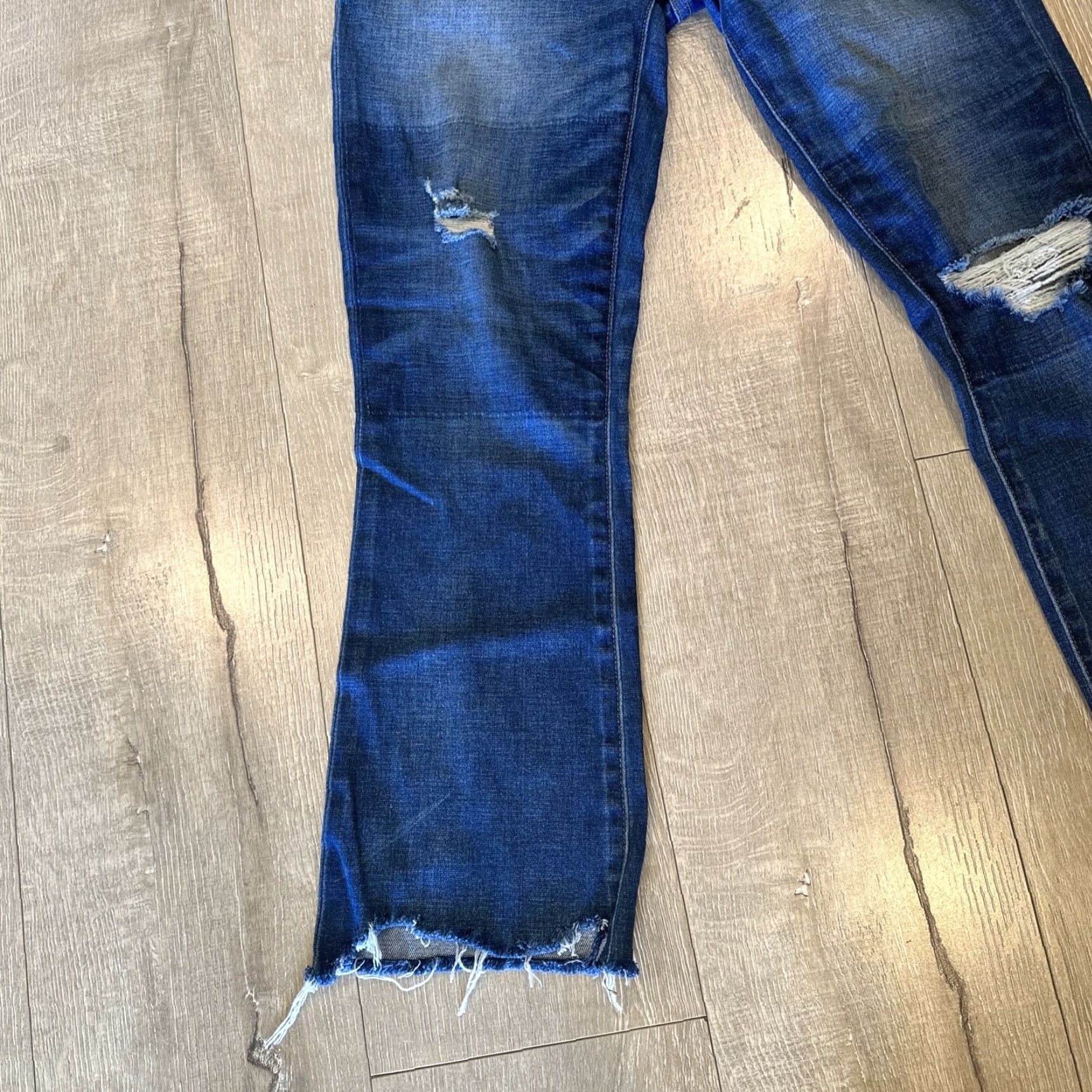 Madewell Madewell Cali Demi Boot Women's Jeans 25 Mid Rise Blue Stretch Raw Hem Chewed Size 42" / US 20 - 3 Thumbnail