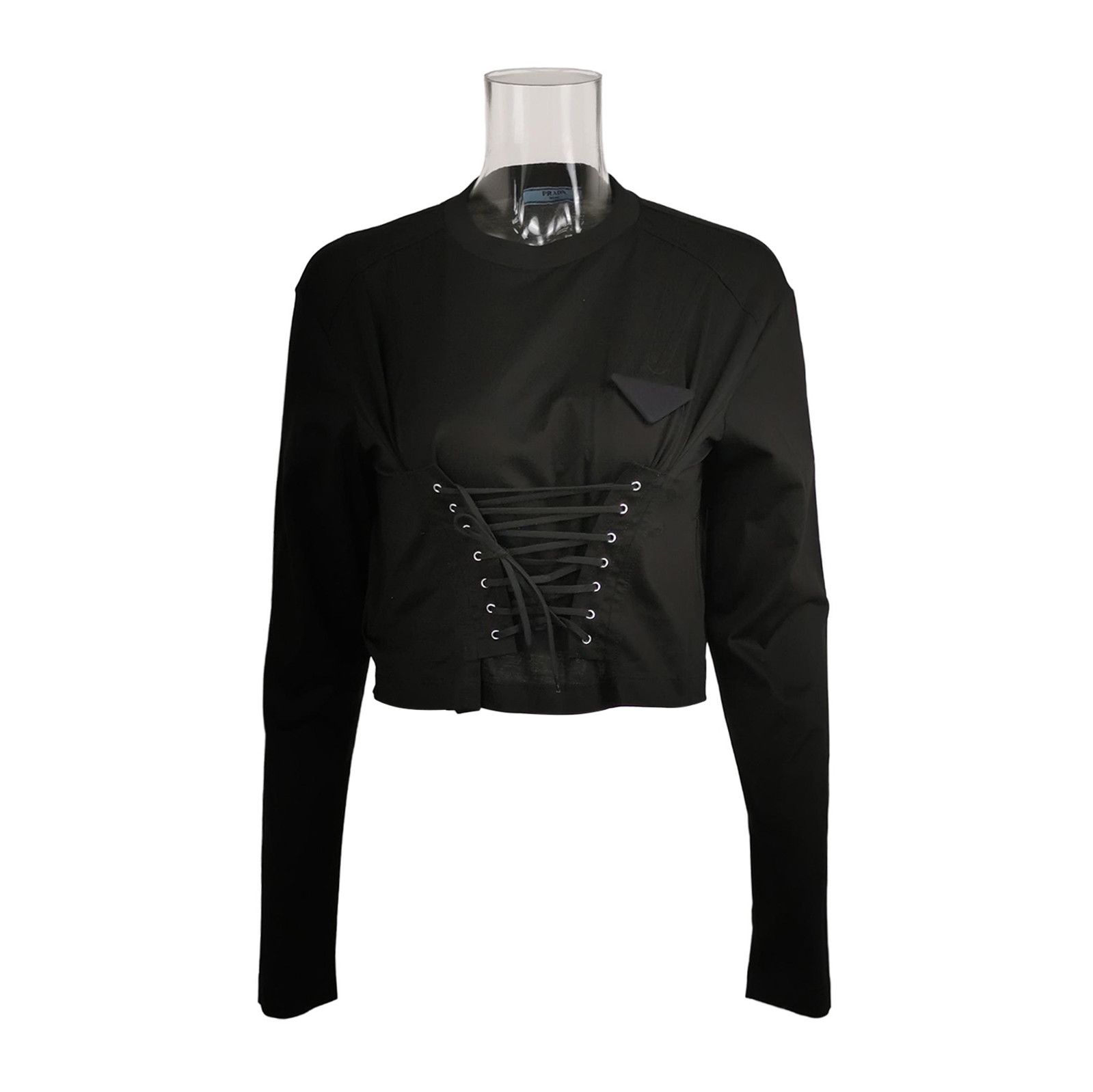 Prada Prada Black Cotton Long Sleeve T-Shirt 0089 Size XS / US 0-2 / IT 36-38 - 1 Thumbnail