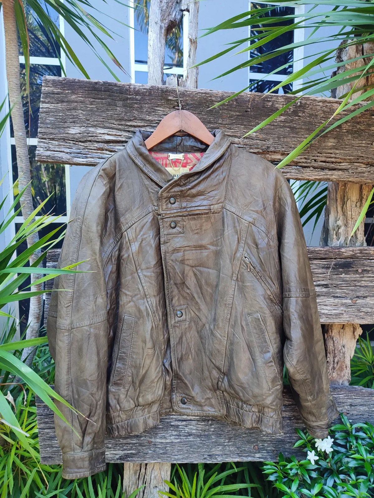Designer Vintage Focardi Italy Brown Distressed Leather Jacket Size US M / EU 48-50 / 2 - 1 Thumbnail