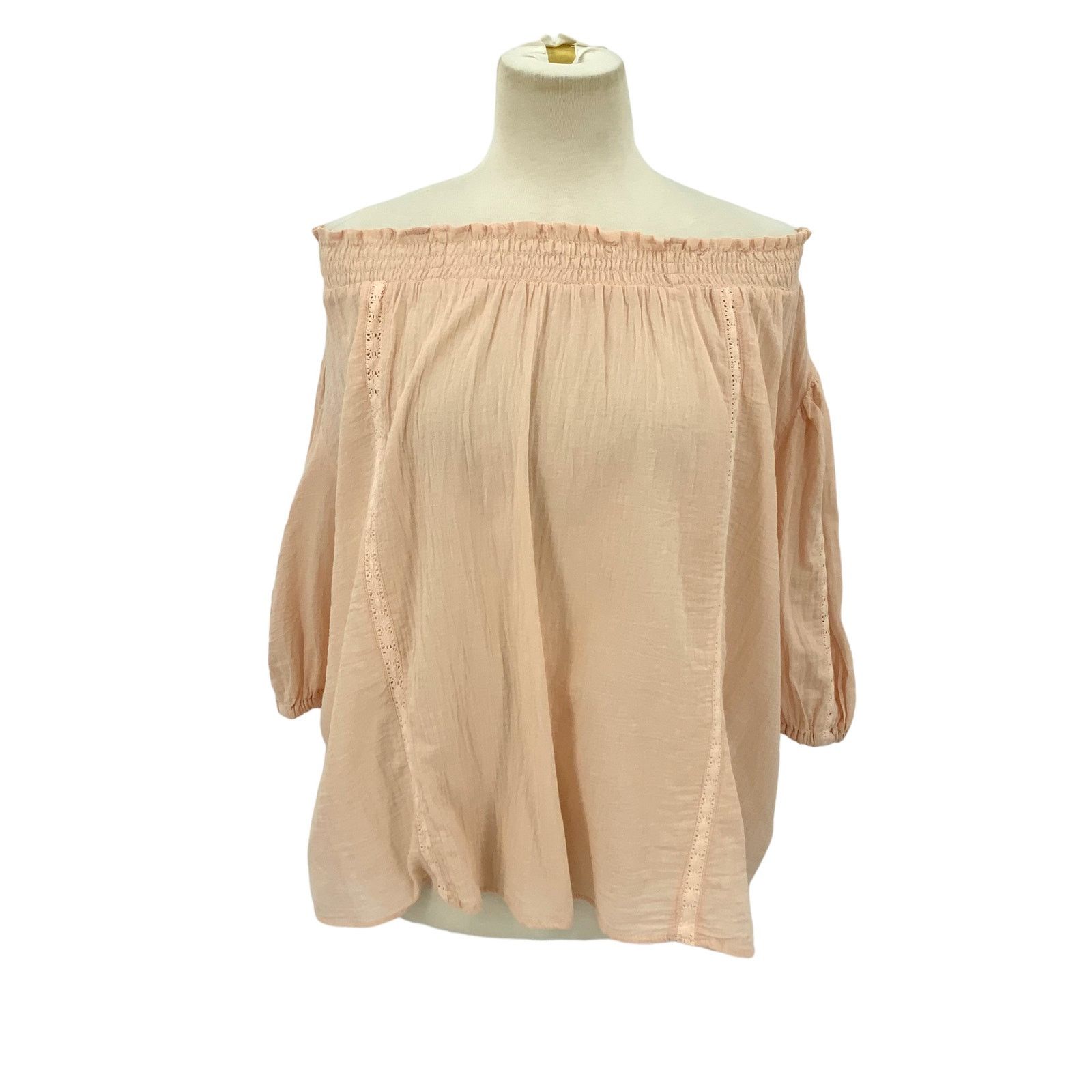 Treasure & Bond Treasure & Bond Pink Smocked Off Shoulder Blouse Medium NWOT Size M / US 6-8 / IT 42-44 - 1 Thumbnail