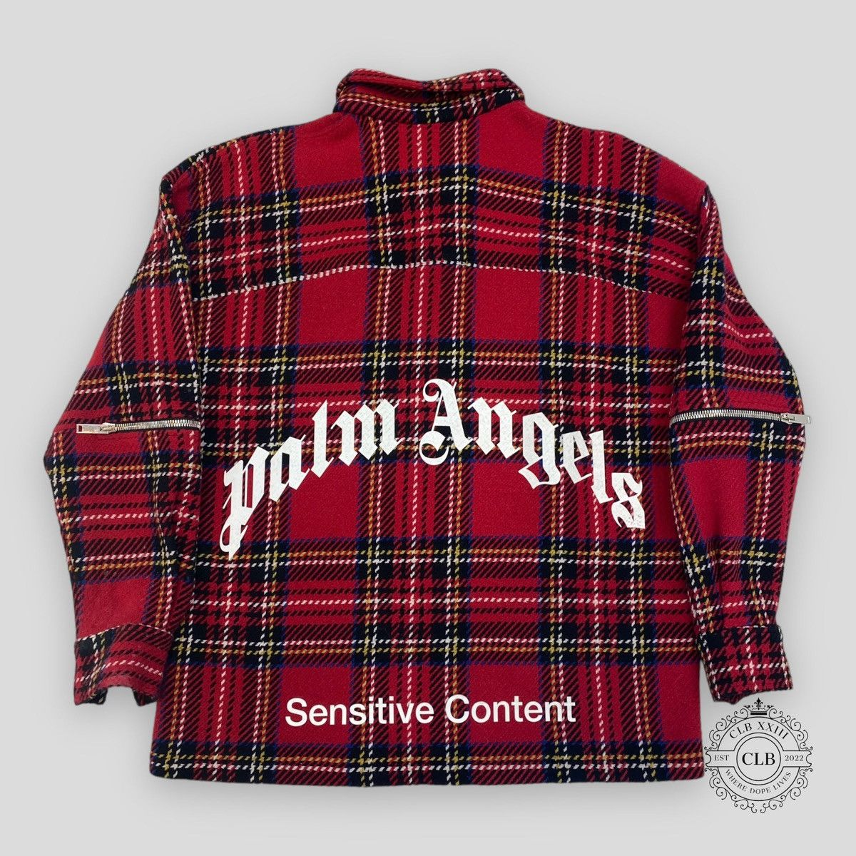 PALM ANGELS TARTAN PRINT JACKET - RED