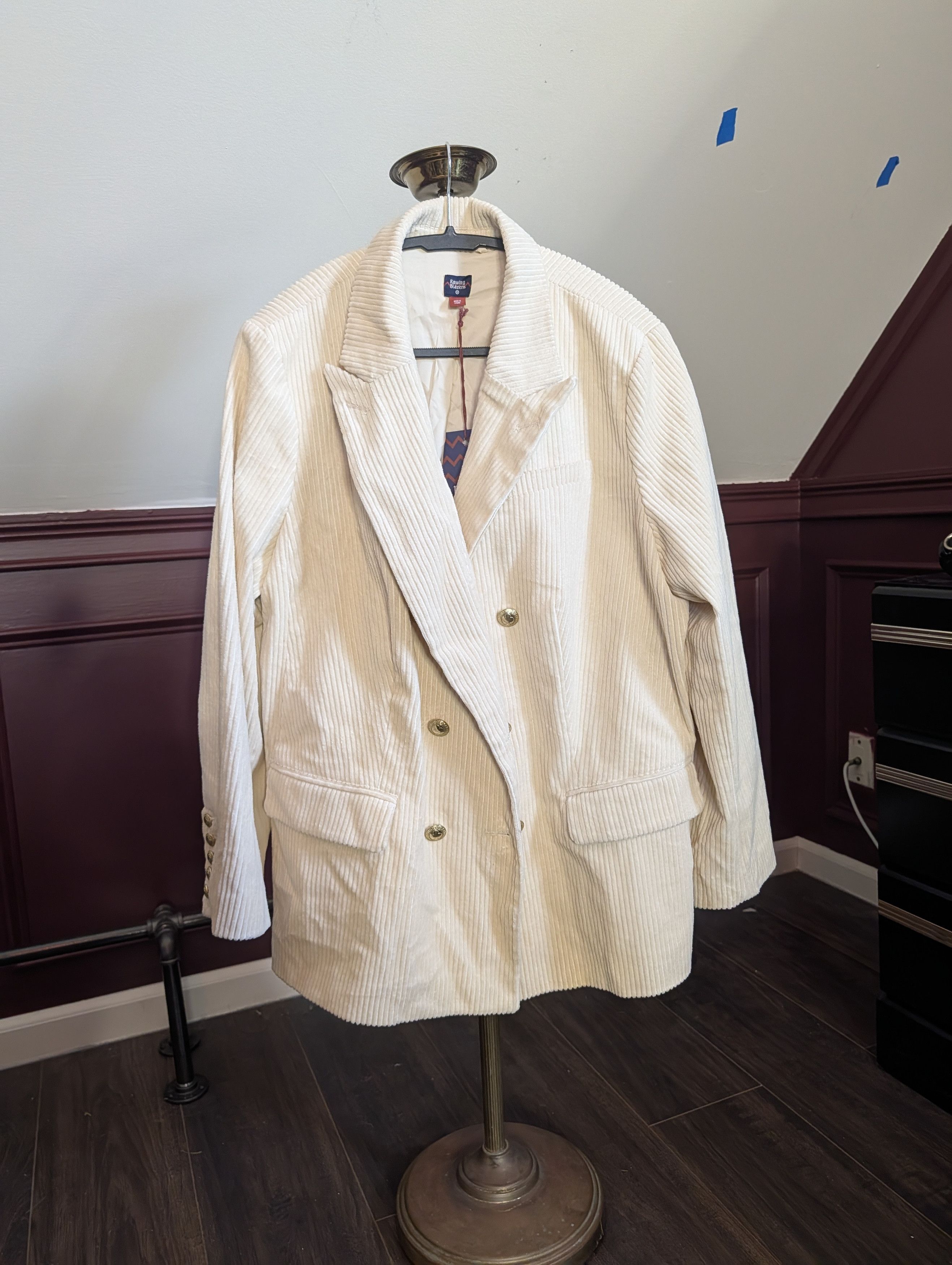 Rowing Blazers Cream corduroy gold button double breasted jacket NWT Size XL / US 12-14 / IT 48-50 - 12 Thumbnail