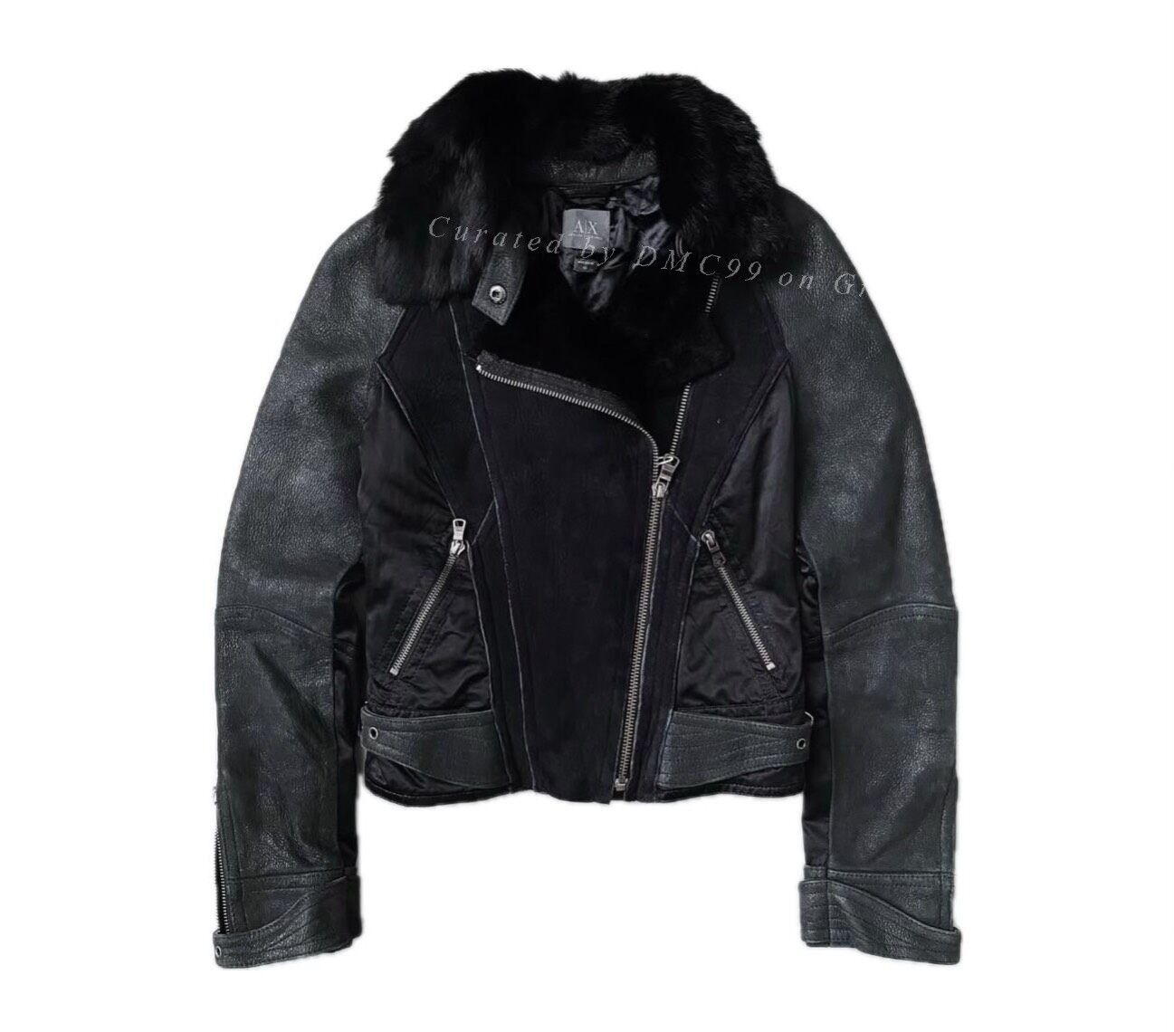 Vintage Vintage Armani Exchange Patchwork Fur Leather Jacket Size M / US 6-8 / IT 42-44 - 1 Thumbnail