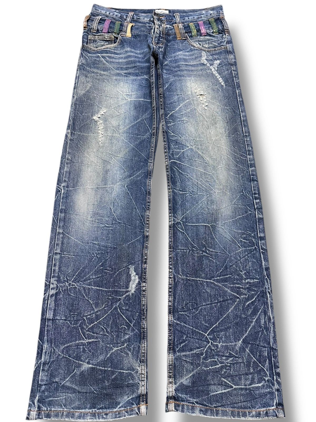 Hysteric Glamour Vintage Nylaus Clothing Double Waist Honeycomb Grunge Denim Size US 33 - 1 Thumbnail