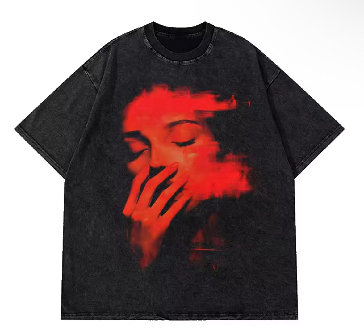 Japanese Brand Y2K Vintage Gothic Red Sleep Beauty Print Washed T-Shirt Size US M / EU 48-50 / 2 - 1 Thumbnail