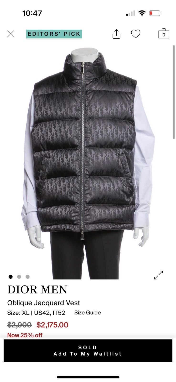 Dior Dior Men Oblique Jacquard Vest Size US L / EU 52-54 / 3 - 1 Thumbnail