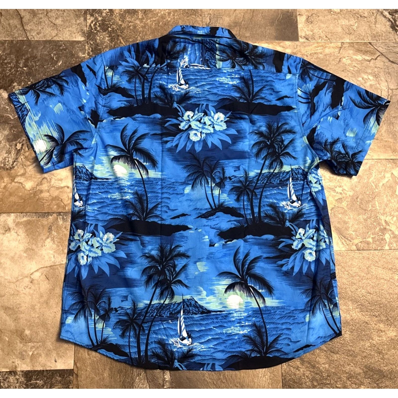 Vintage EUOW Shirt XL Mens Button-Up Hawaiian Vacation/NWT Blue Short Sleeve Graphic Print Size US XL / EU 56 / 4 - 2 Thumbnail