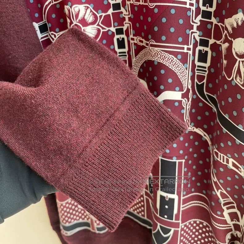 Hermes Hermes Burgundy Silk and Wool Knit Sweater Size XXS / US 00 / IT 34 - 4 Thumbnail