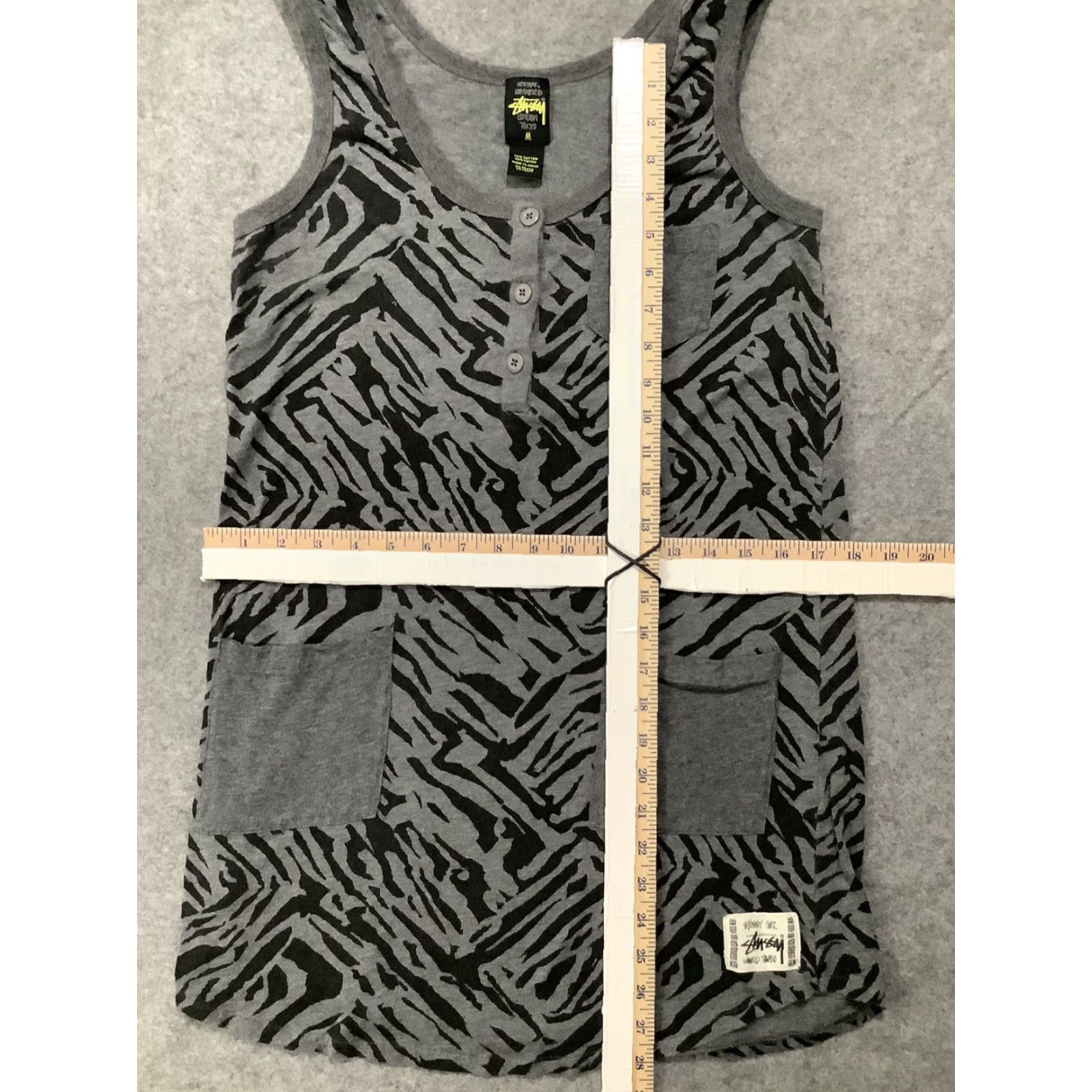 Vintage Stussy Tank Womens M Black Striped Tiger Pockets World Tribe Dress Sleeveless Scoop Neck Long Medium Size M / US 6-8 / IT 42-44 - 8 Thumbnail