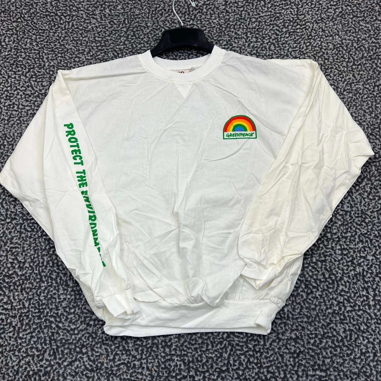Other Vintage Greenpeace Rainbow Shirt Men S-M White Long Sleeve Size US M / EU 48-50 / 2 - 1 Thumbnail