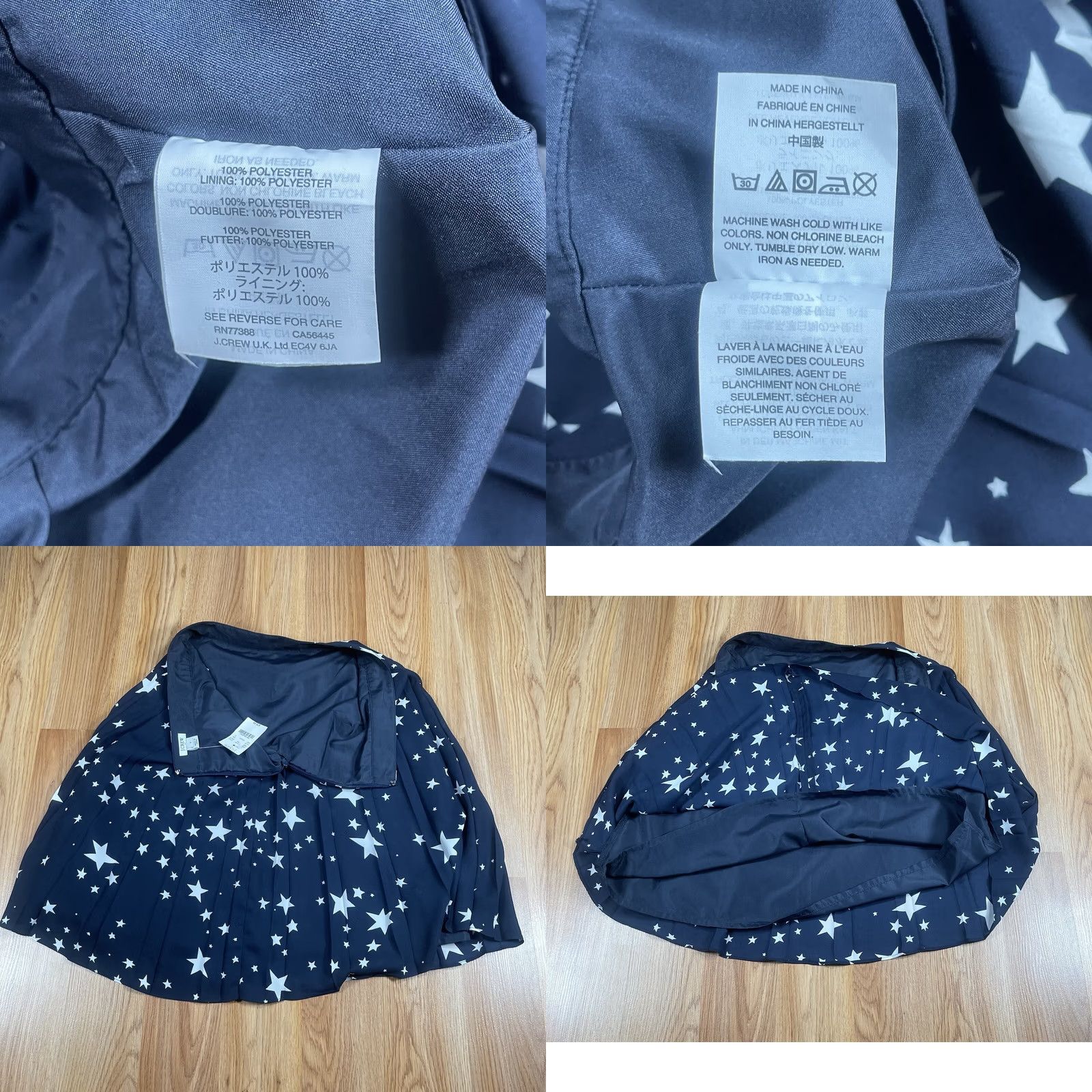 Vintage J Crew Skirt Womens 2 Navy Pull-on Zipper Pocket Above Knee Length Polyester NWT Blue Star Pattern All Seasons Pockets Womens Skirt 2 Navy Size 26" / US 2 / IT 38 - 8 Thumbnail