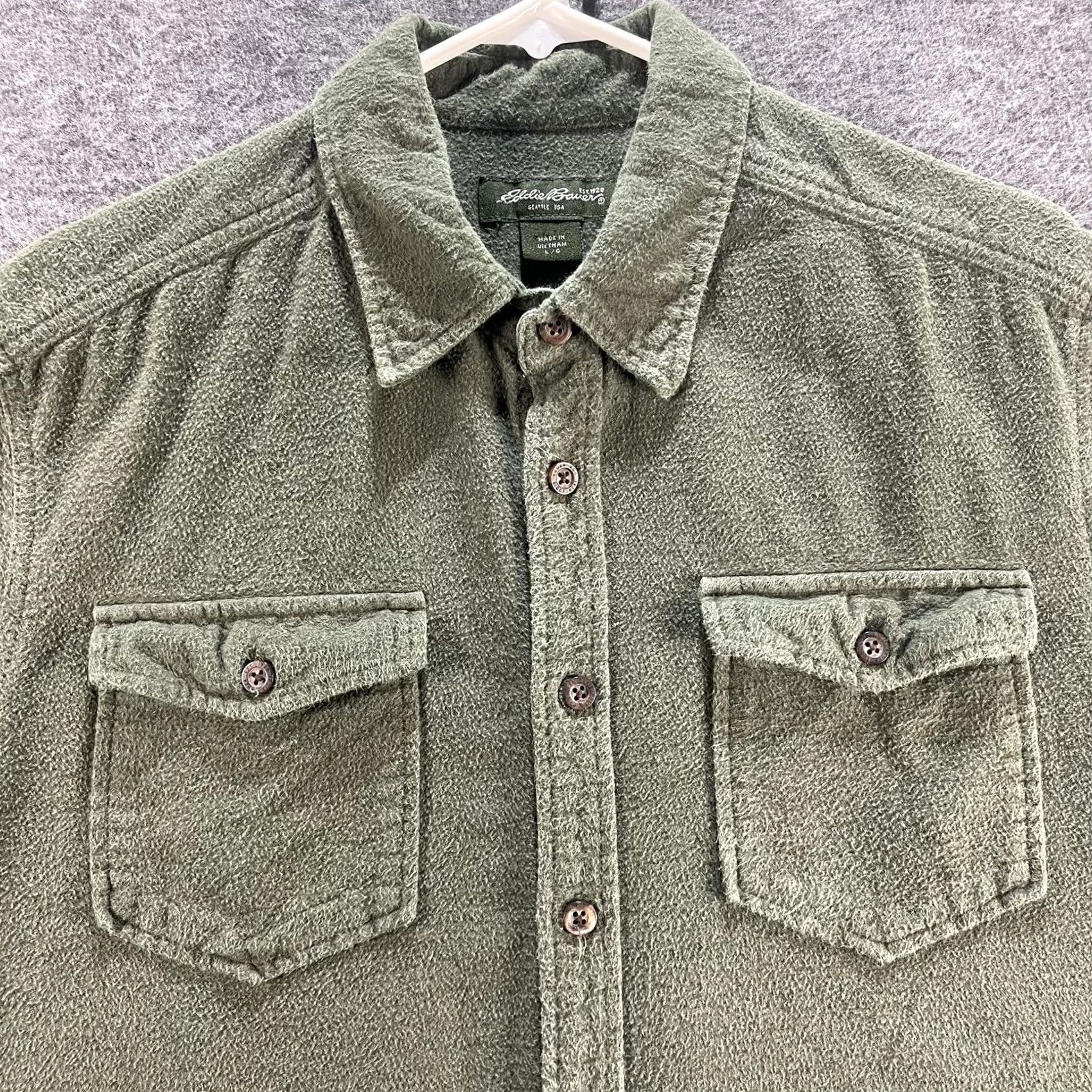 Eddie Bauer Eddie Bauer Fleece Shirt Jacket Mens Large Olive Green Button Front Shacket Size US L / EU 52-54 / 3 - 2 Thumbnail