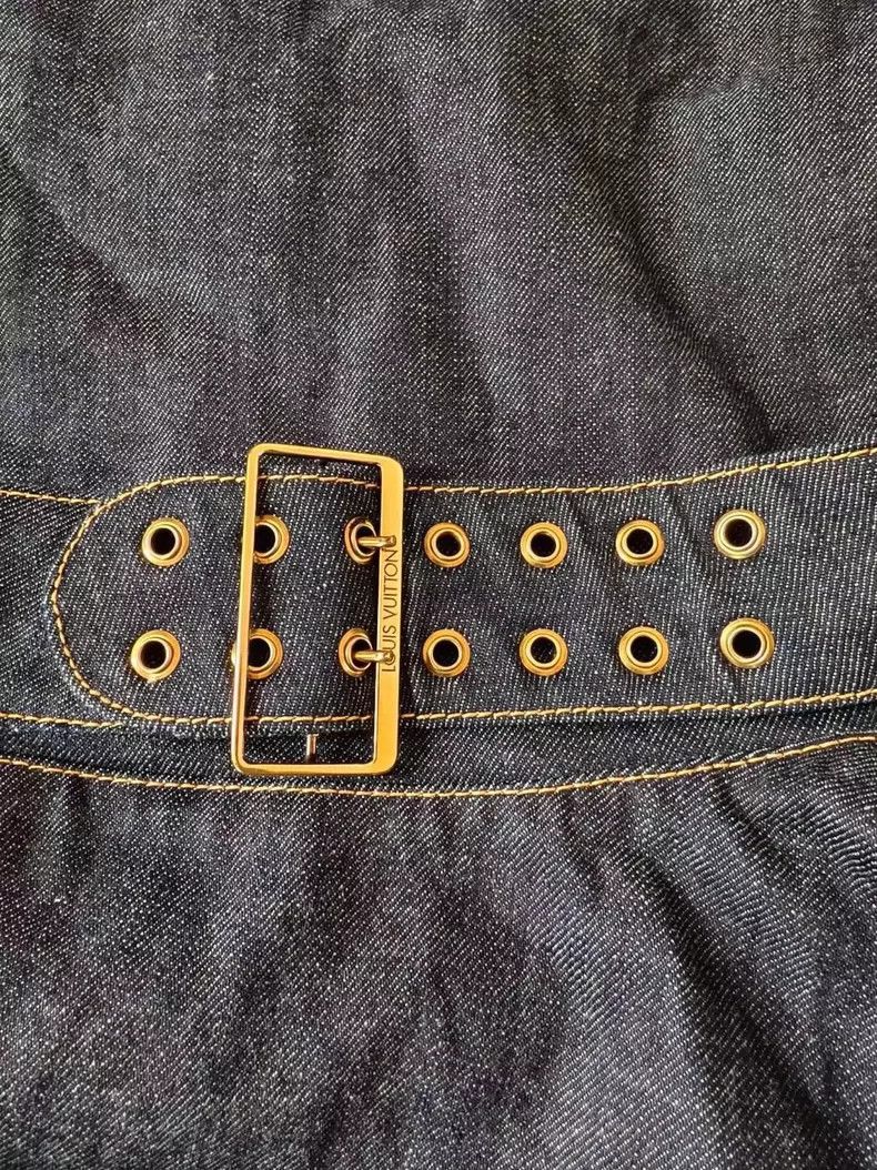 Louis Vuitton Louis Vuitton Dark Blue Gold Buckle Belted Denim Dress Size XS / US 0-2 / IT 36-38 - 5 Thumbnail