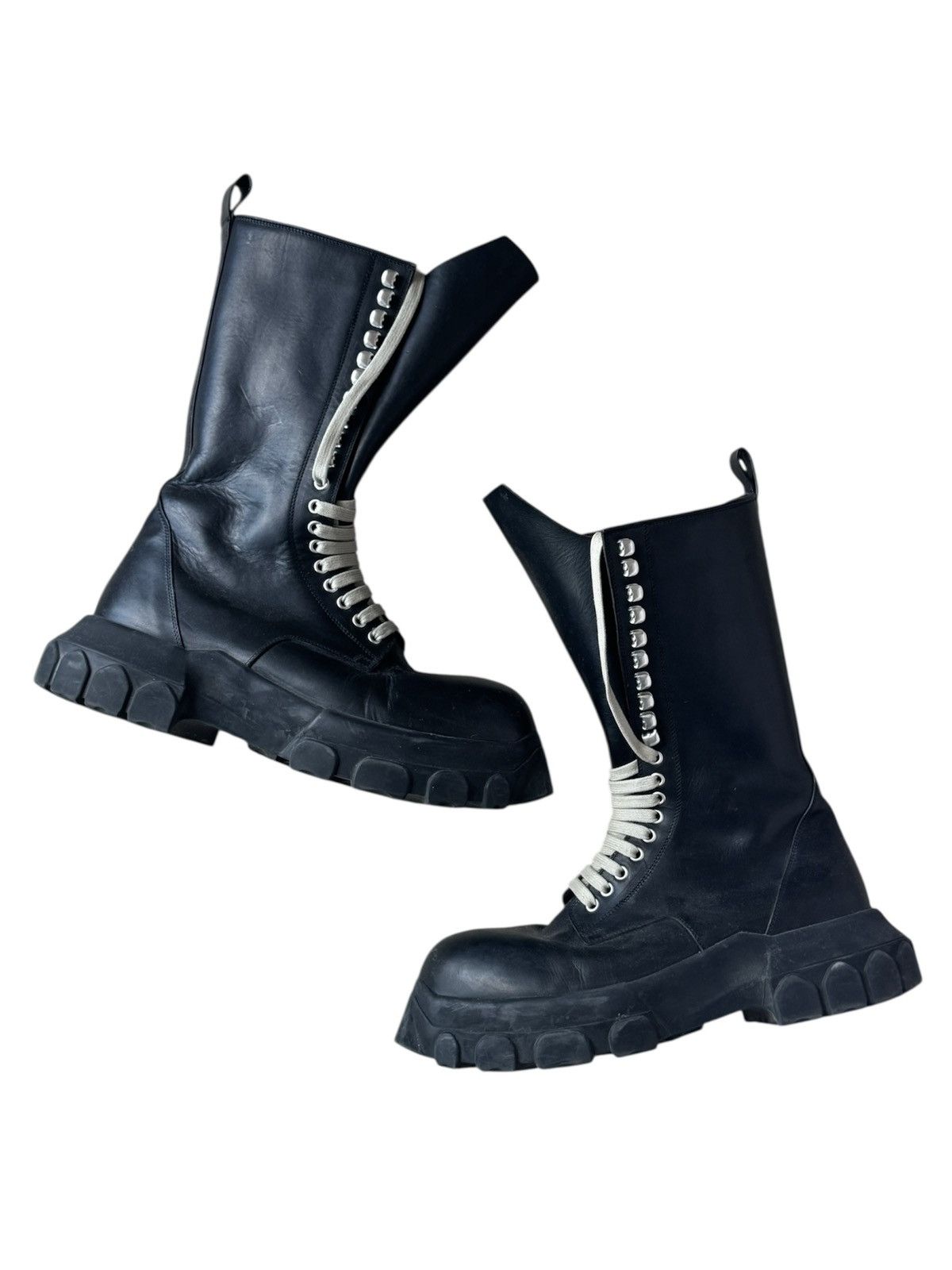 Rick Owens Rick Owens Mega Lace Black Leather Bozo High Top Boots Size US 10 / EU 43 - 1 Thumbnail