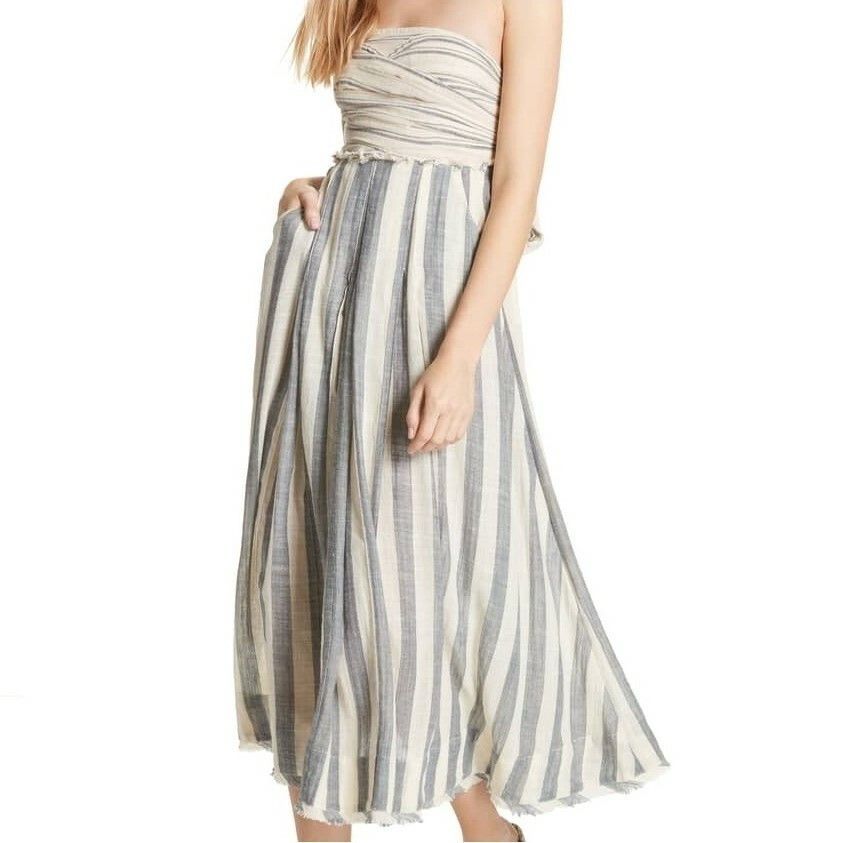 Free People Stripe Me Up Strapless Midi Dress in size Medium $168 Size M / US 6-8 / IT 42-44 - 5 Thumbnail