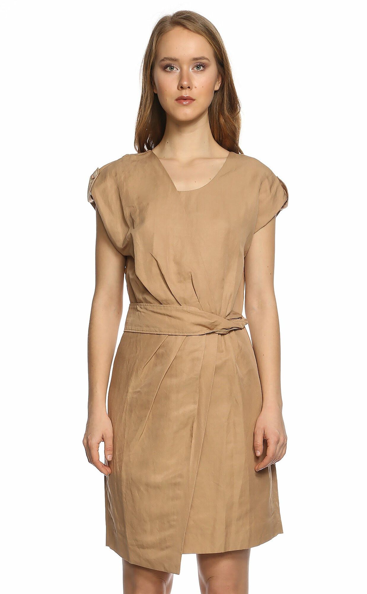Viktor & Rolf VIKTOR & ROLF beige linen cotton belted sheath dress 8 44 Size M / US 6-8 / IT 42-44 - 2 Thumbnail