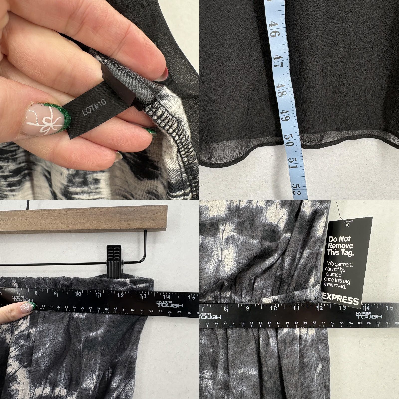 Express Express Dress XS Black Gray Strapless Maxi Tie Dye Sheer Hem Boho NWT Women’s Maxi Dress Size XS / US 0-2 / IT 36-38 - 8 Thumbnail