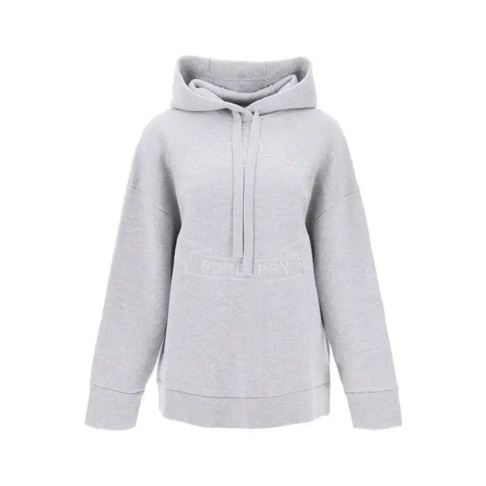 image of Burberry O1S22I1N0424 Cashmere Blend Hoodie In Grey, Women's (Size XS)