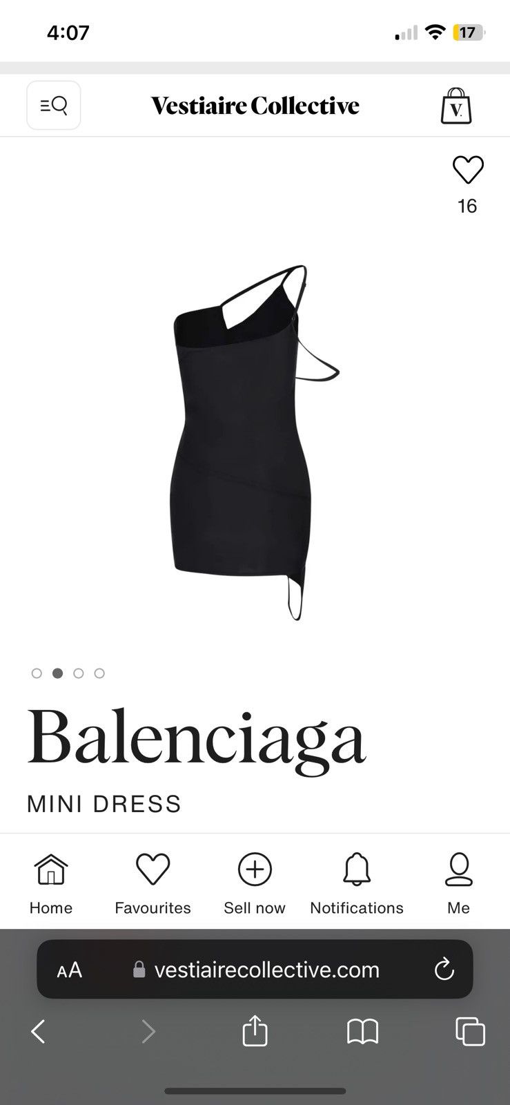 Balenciaga Balenciaga One Shoulder Asymmetric Stretch Mini Dress Size XS / US 0-2 / IT 36-38 - 2 Thumbnail