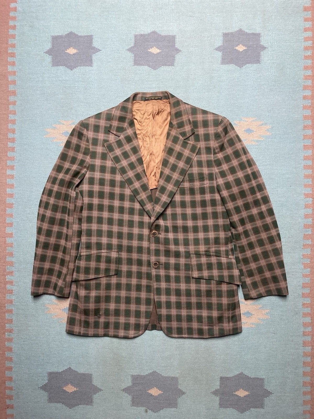 Vintage 1960s sport coat blazer Richman Brothers plaid 2 button 40R Size 40R - 1 Thumbnail