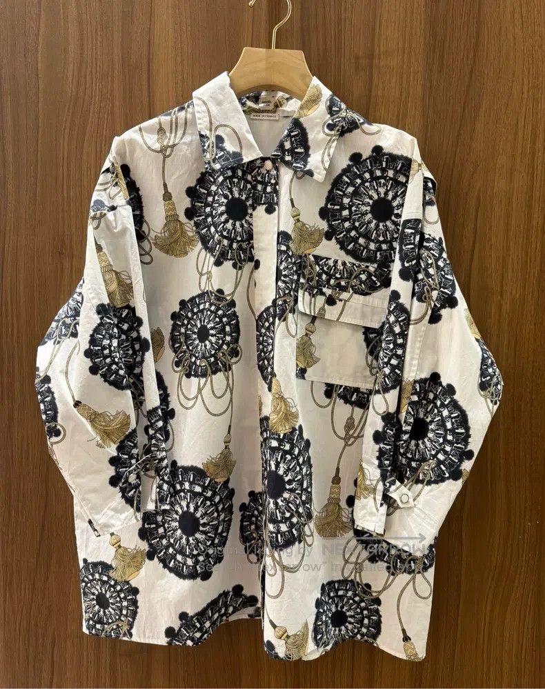 Hermes Hermes White base black gold print shirt Size XS / US 0-2 / IT 36-38 - 1 Thumbnail