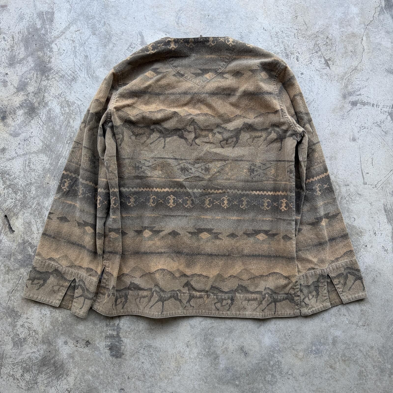 Other Vintage 70s Western Horse Aztec Print Henley Pullover M Size US M / EU 48-50 / 2 - 5 Thumbnail