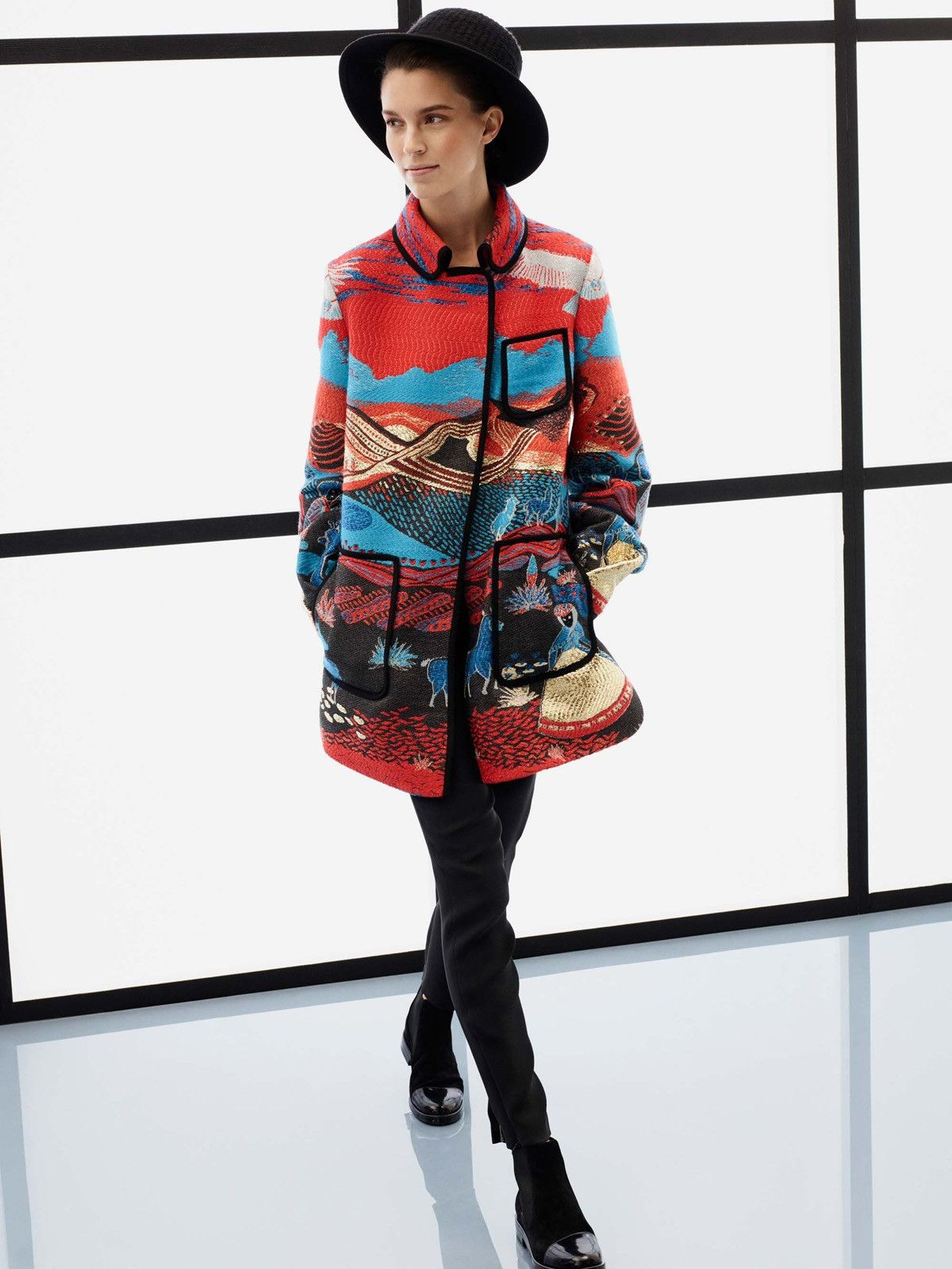 Giorgio Armani Pre-Fall 2017 Cashmere Embroidered Coat