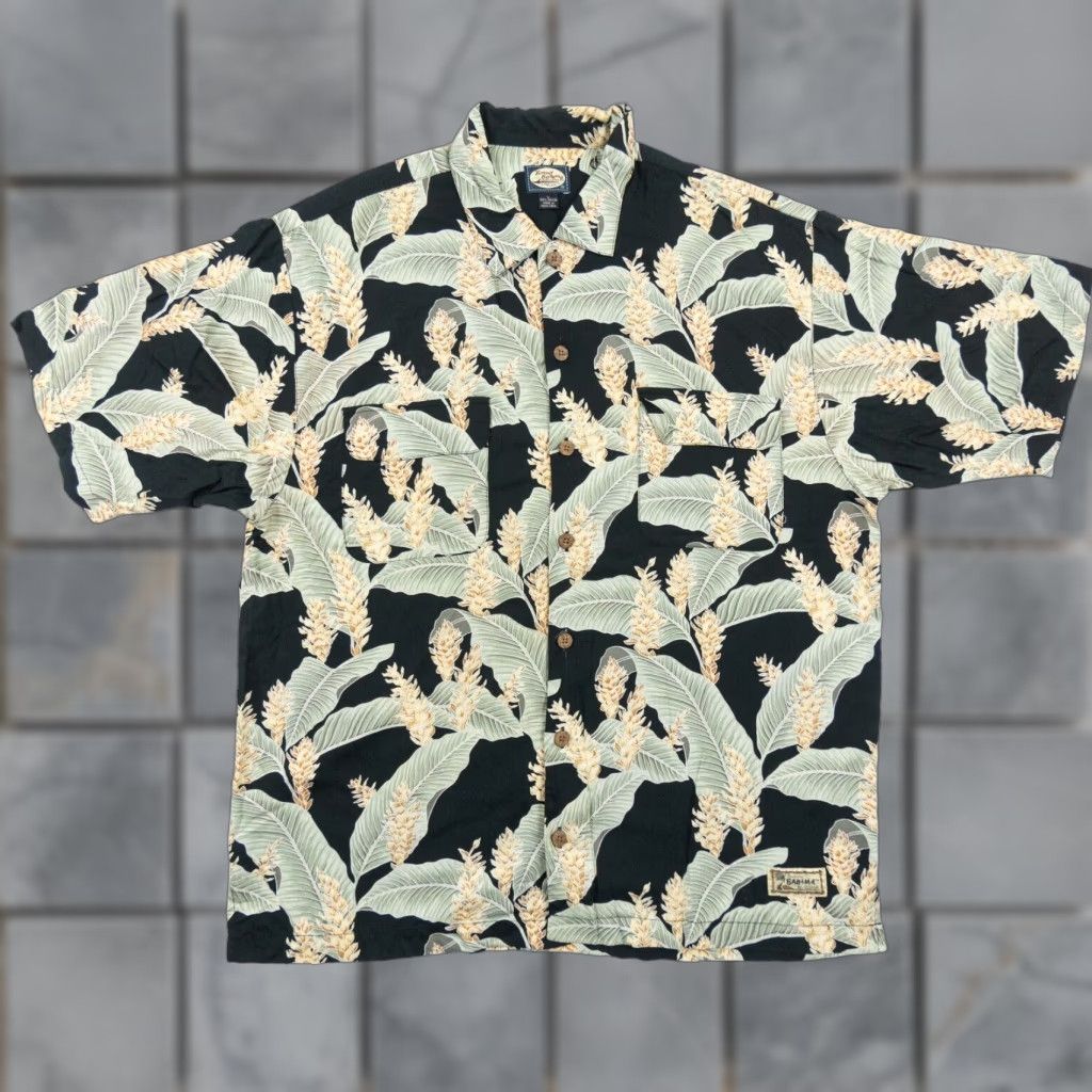 Tommy Bahama VINTAGE Tommy Bahama Men’s Short Sleeve Hawaiian Shirt Large Black Silk Floral All Seasons Size US L / EU 52-54 / 3 - 1 Thumbnail