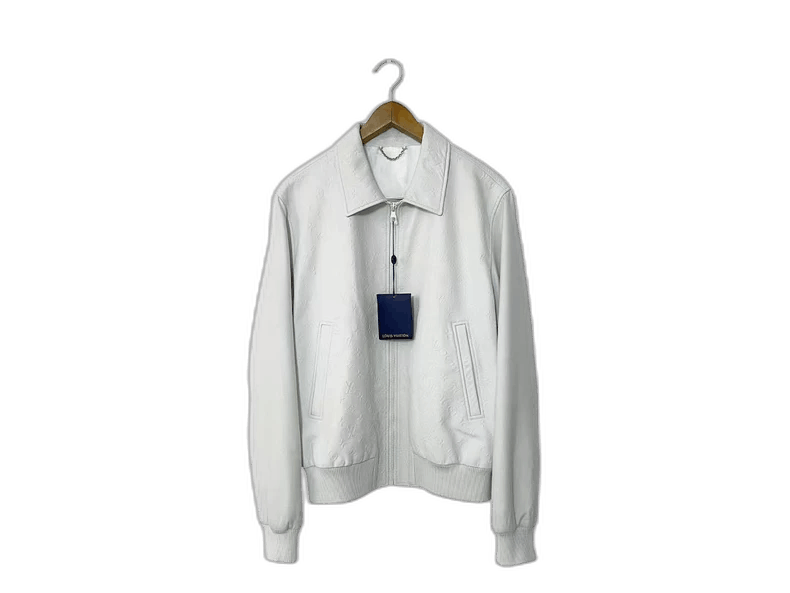 Louis Vuitton Louis Vuitton White Embossed Leather Jacket Size US L / EU 52-54 / 3 - 1 Thumbnail